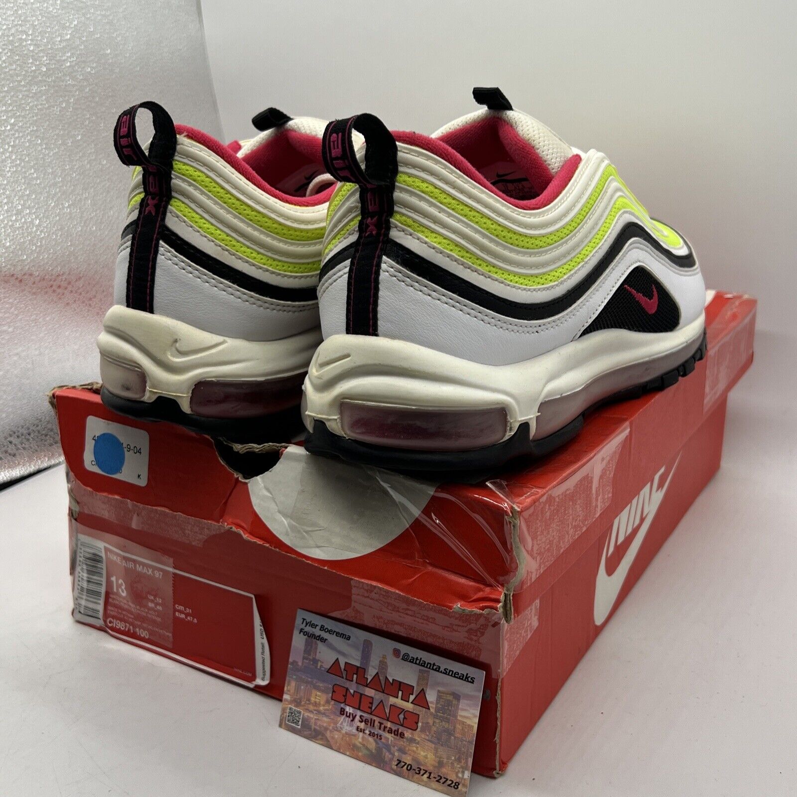 Size 13 - Nike Air Max 97 Volt Pink White Black (CI9871-100)