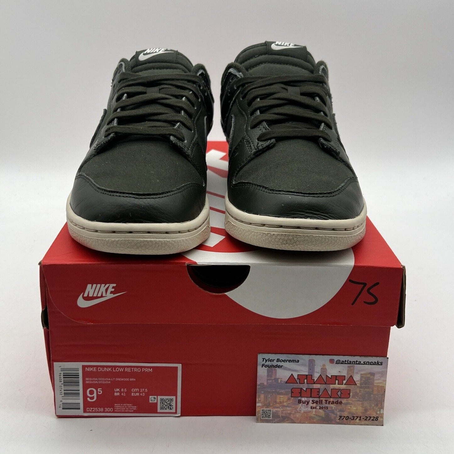 Size 9.5 - Nike Dunk Premium Low Sequoia White Olive (DZ2538-300)