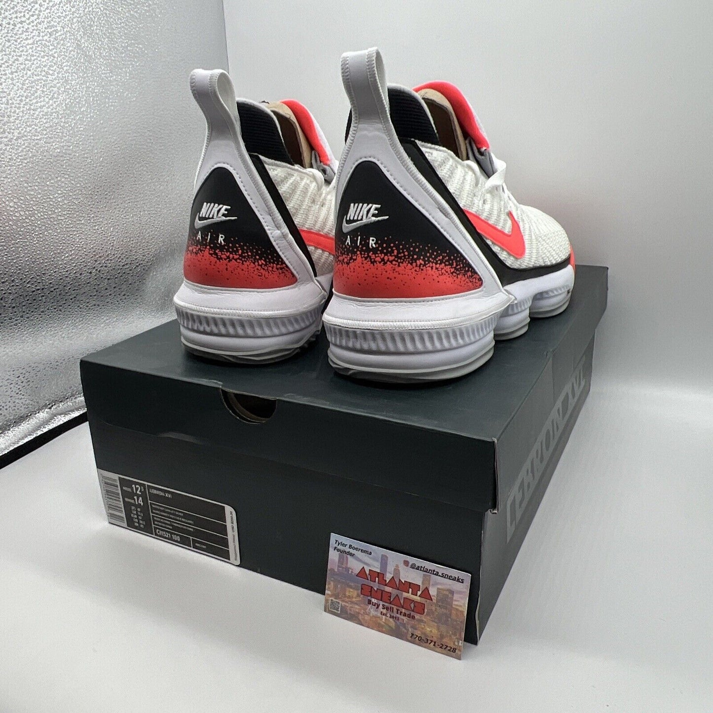 Size 12.5 - Nike LeBron 16 Air Tech Challenge Hot Lava White Brand New Og All