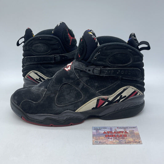 Size 10 - Air Jordan 8 Retro 2013 Playoff Black Suede White Red (305381-061)