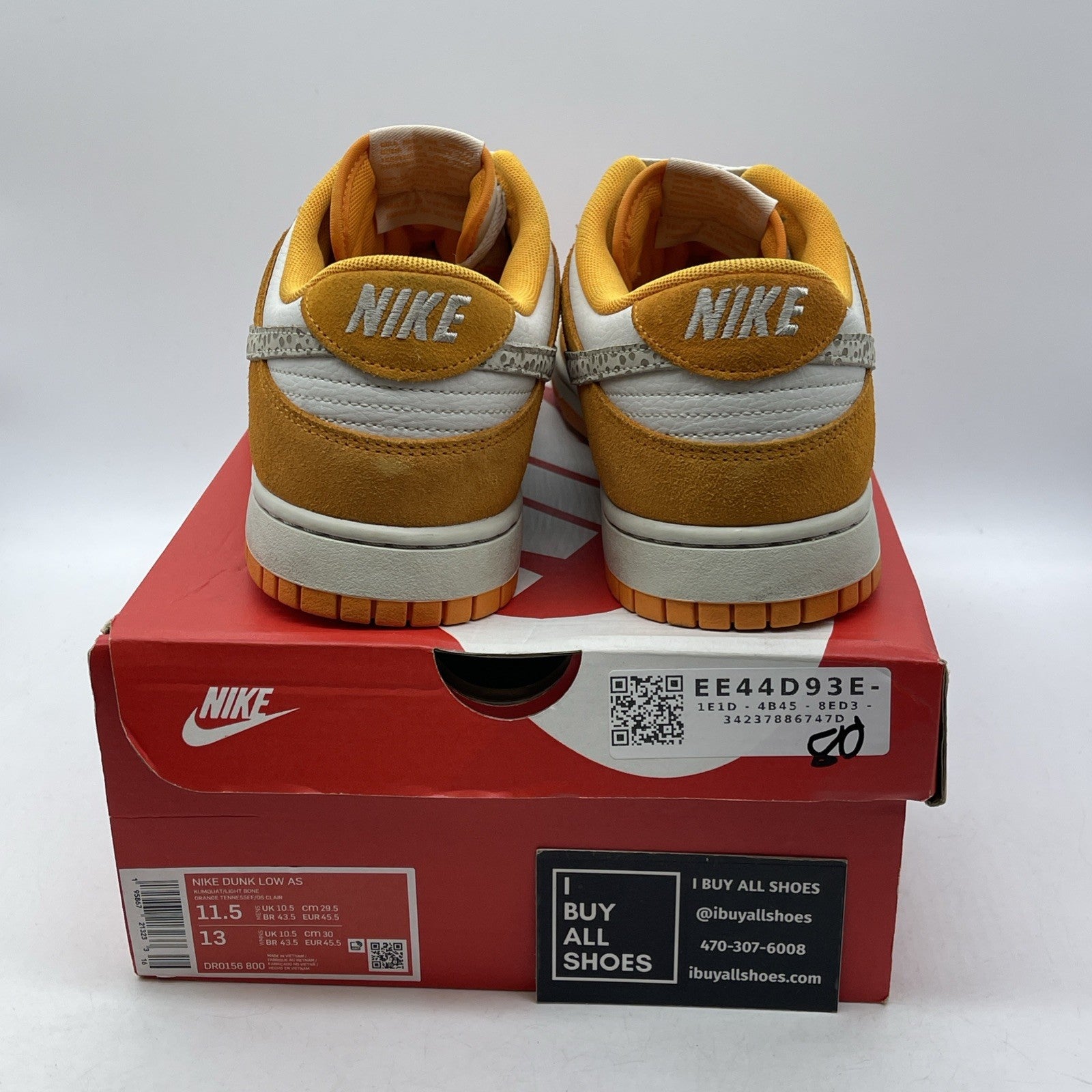 Size 11.5 - Nike Dunk Low Safari Swoosh - Kumquat Orange White Suede (DR0156-800