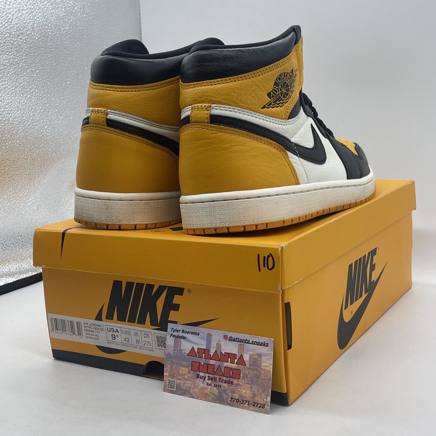 Size 9.5 - Jordan 1 Retro OG High Yellow Toe White Black (555088-711)