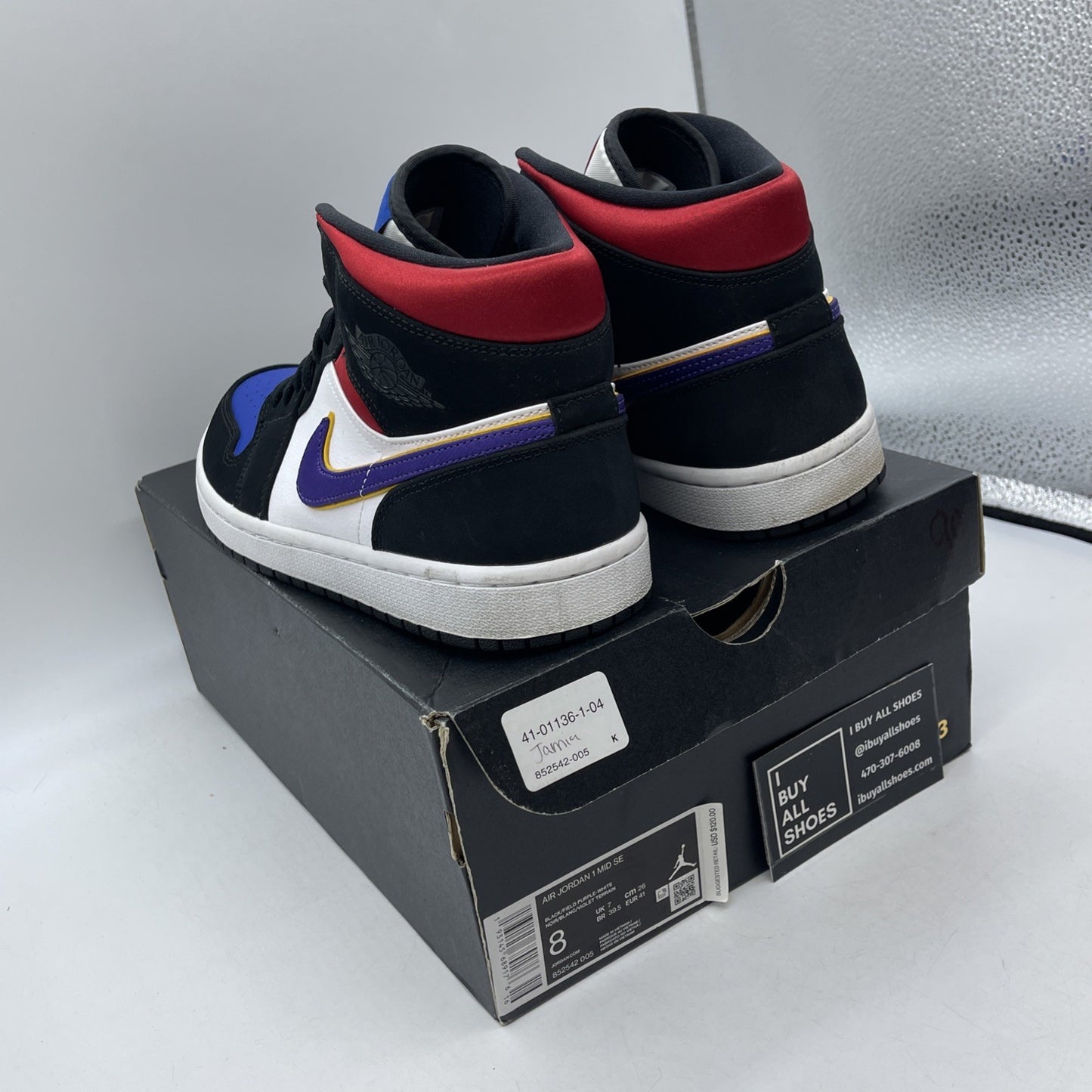 Size 8 - Air Jordan 1 SE Mid Rivals Black White Suede Leather (852542-005)