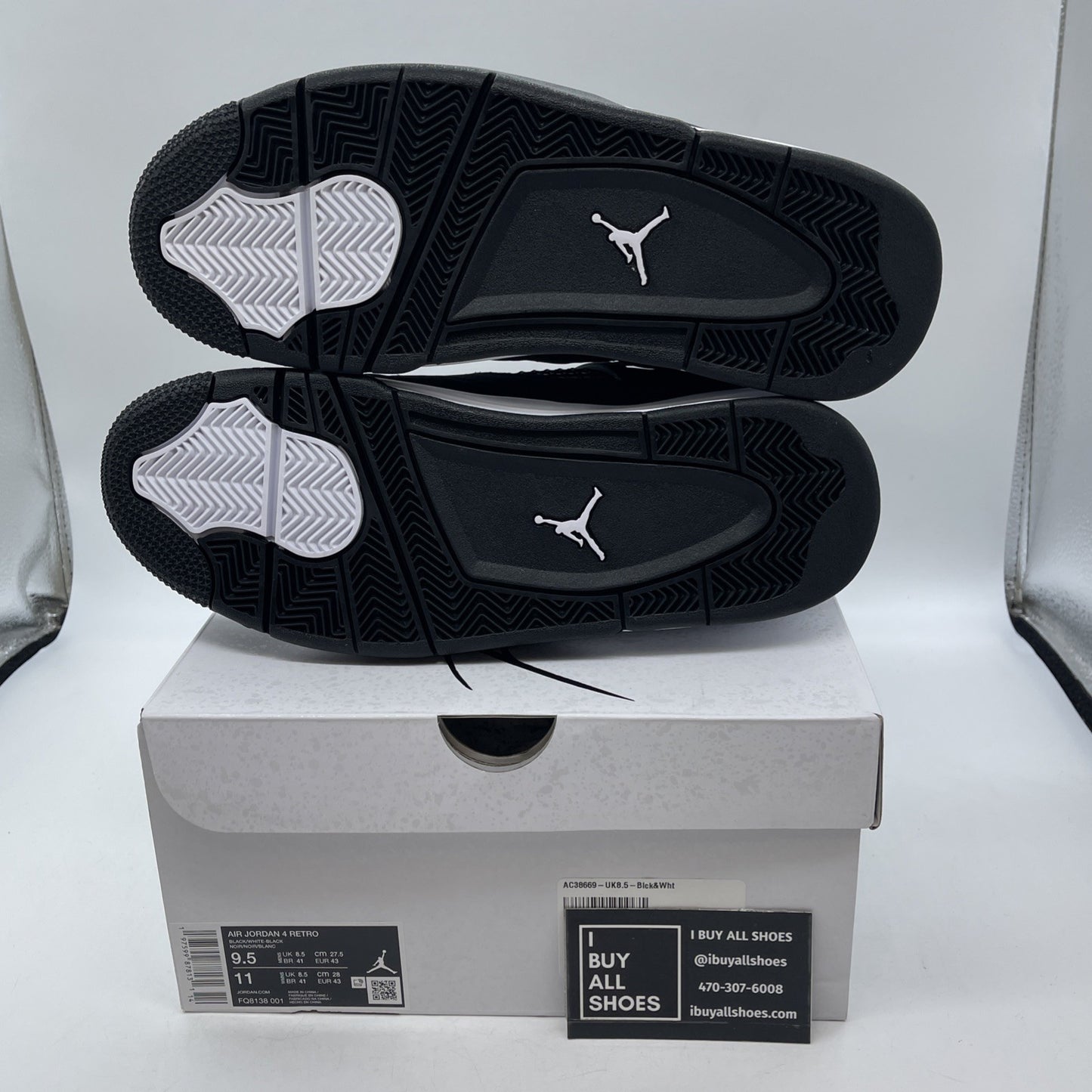 Size 9.5 - Air Jordan 4 Retro White Thunder Black Suede (FQ8138-001)