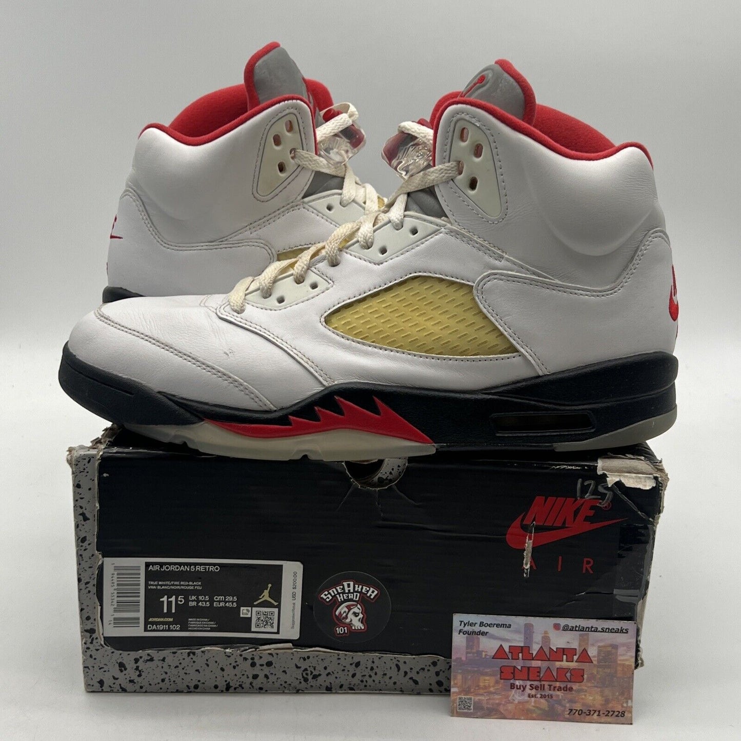 Size 11.5 - Jordan 5 Retro Mid Fire Red White Black Red Leather (DA1911-102)