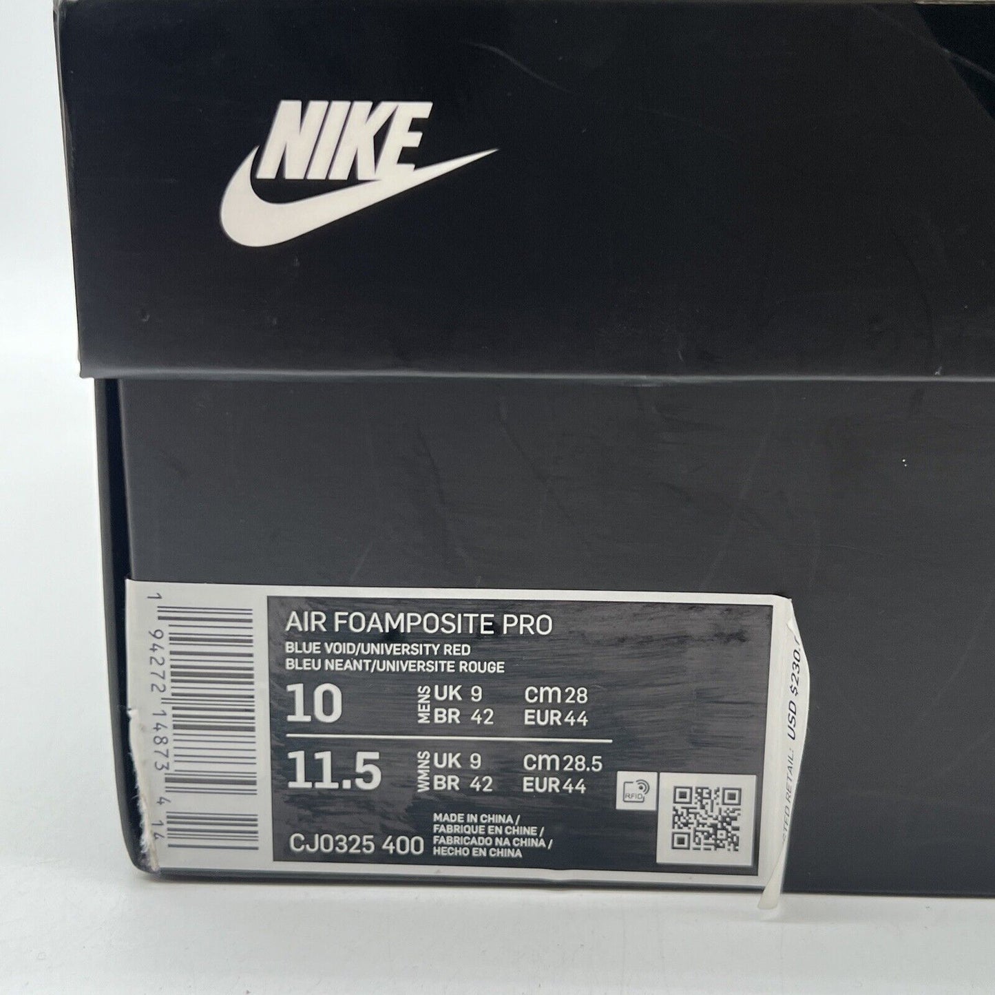 Size 10 - Nike Air Foamposite Pro USA White Navy Red Gum (CJ0325-400)