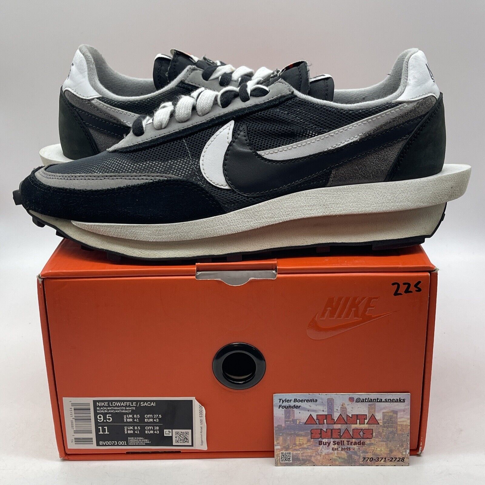 Size 9.5 - Nike sacai x LDWaffle Black Grey Suede White Leather (BV0073-001)