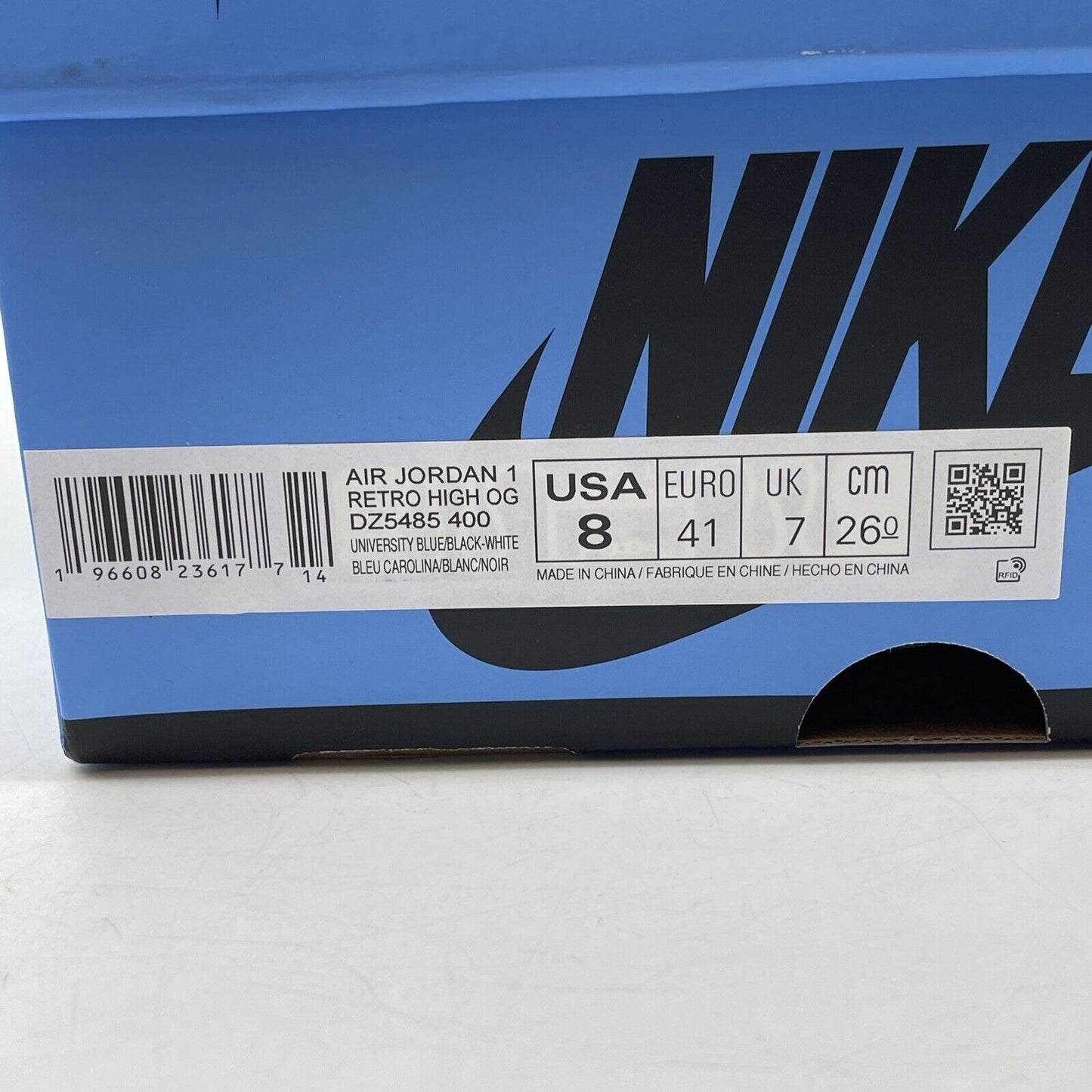 Size 8 - Jordan 1 Retro OG High UNC Toe Blue White Black Leather (DZ5485-400)