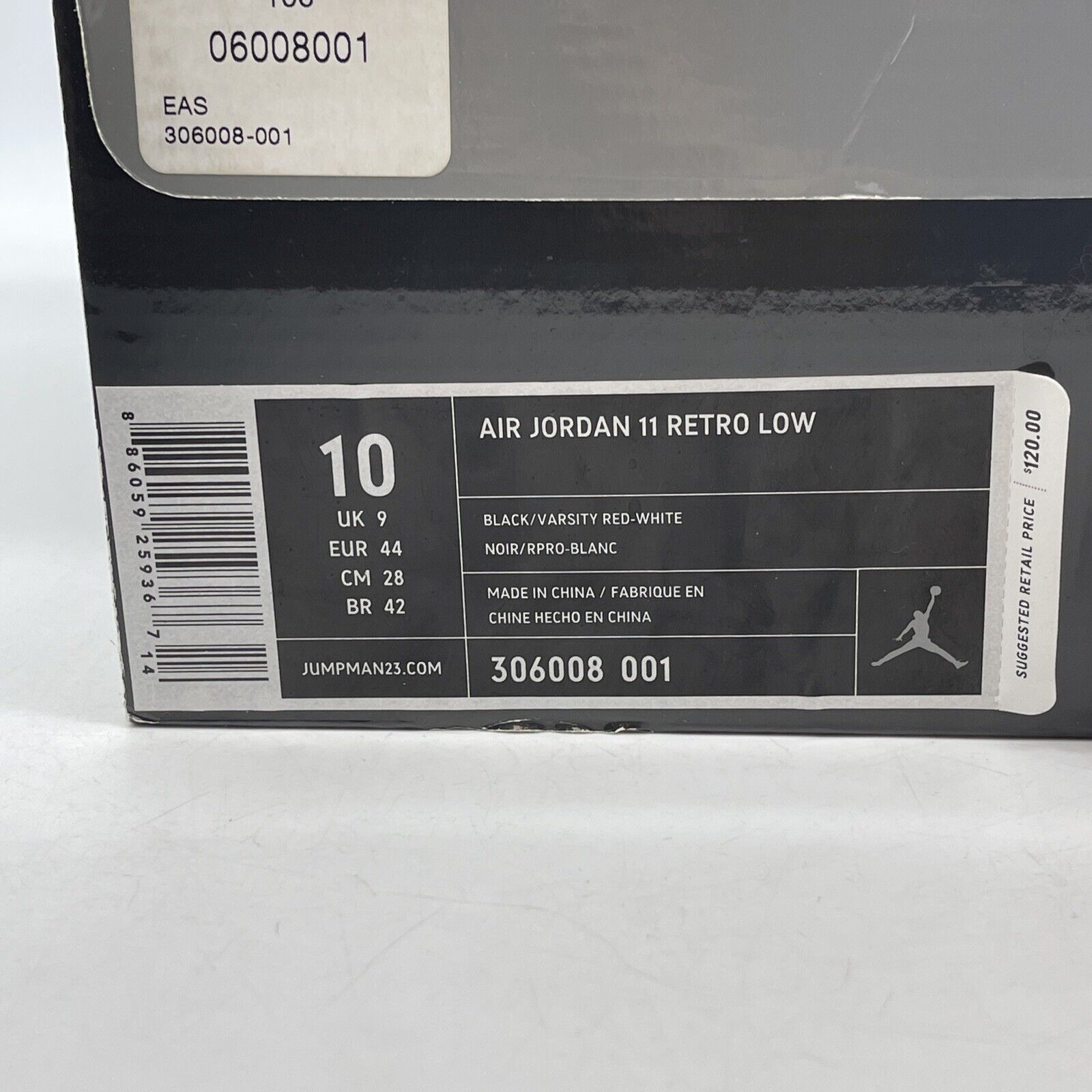 Size 10 - Air Jordan 11 Retro IE 2011 Low Black Charcoal Red Suede (306008-001)