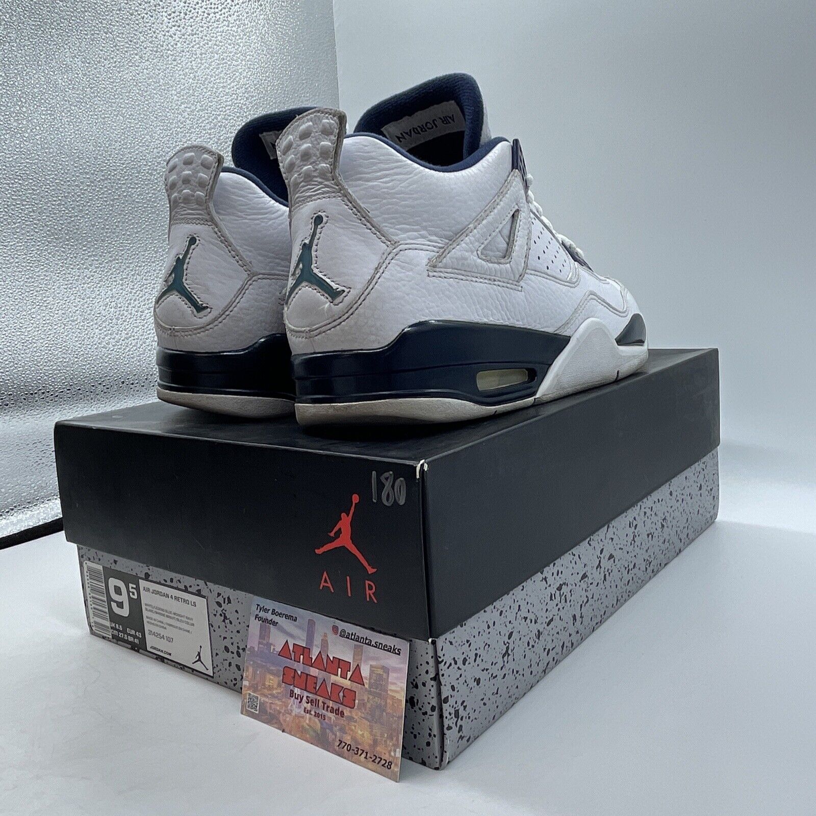 Size 9.5 - Air Jordan 4 Retro LS Columbia Navy White Leather (314254-107)