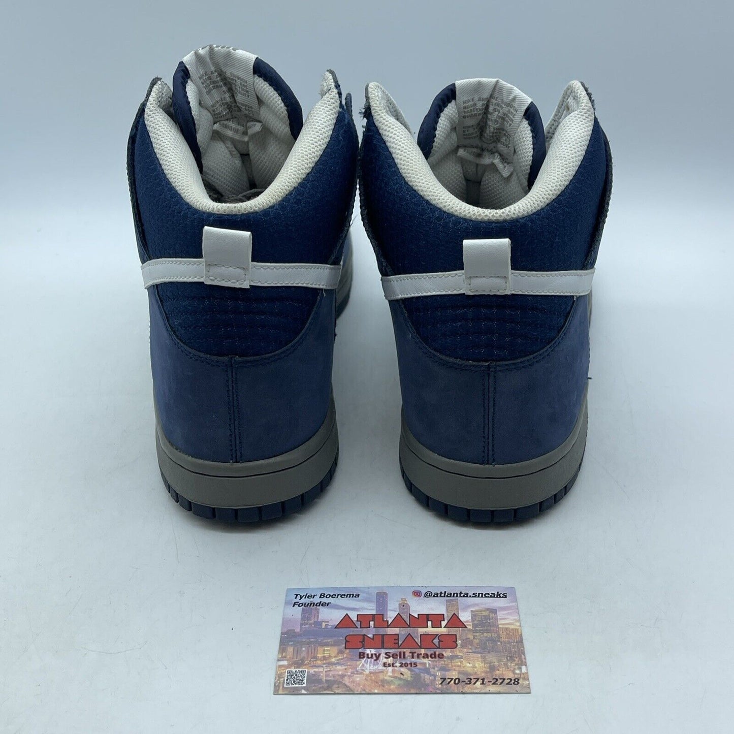 Size 10 - Nike Dunk High Blue White Grey Black Leather Suede (317982-401)