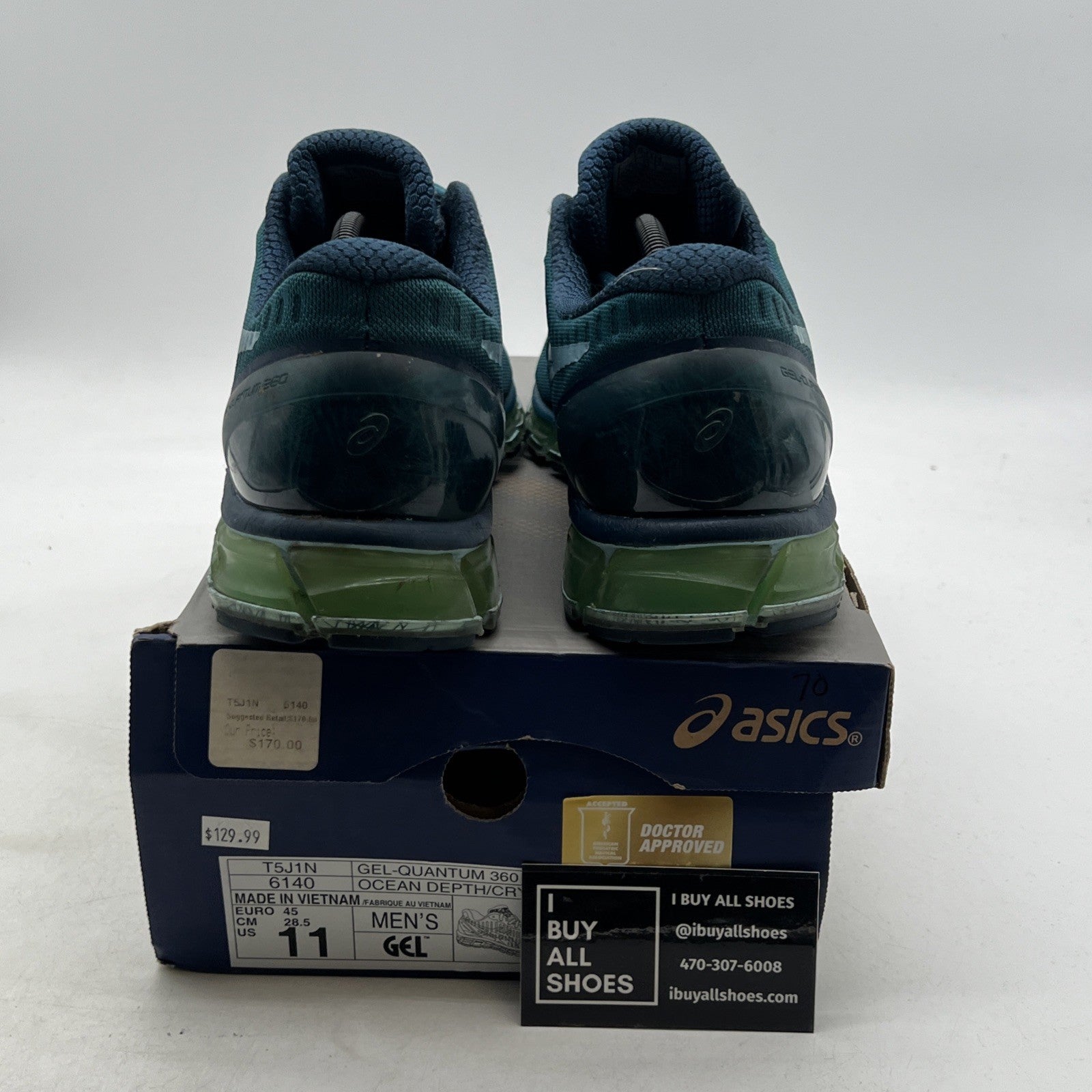 Size 11 - Asics Gel-Quantum 360 Knit Shoes Ocean Depth Crystal Blue (T5J1N6140)