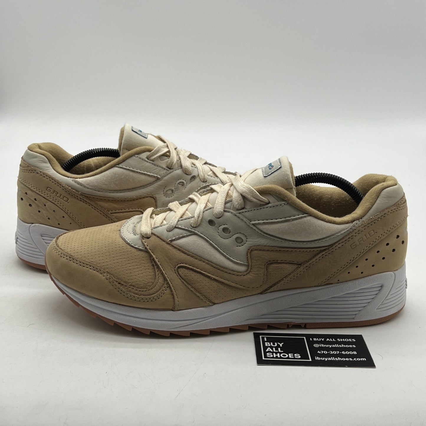 Size 12 - Saucony Mens Grid 8000 Trainers Sand Beige White Sneakers (S70303-4)