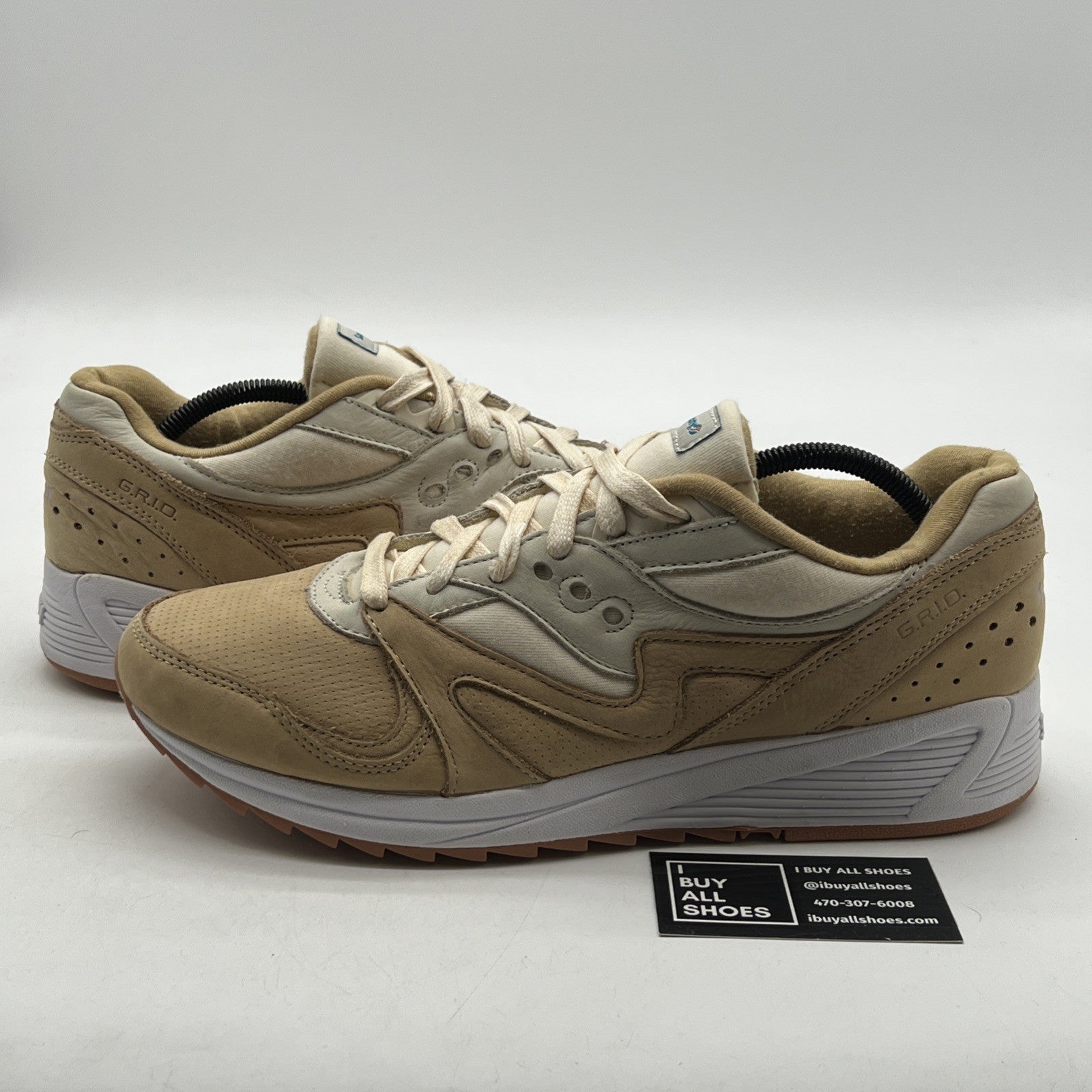 Size 12 - Saucony Mens Grid 8000 Trainers Sand Beige White Sneakers (S70303-4)