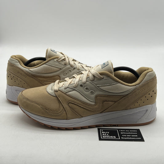 Size 12 - Saucony Mens Grid 8000 Trainers Sand Beige White Sneakers (S70303-4)