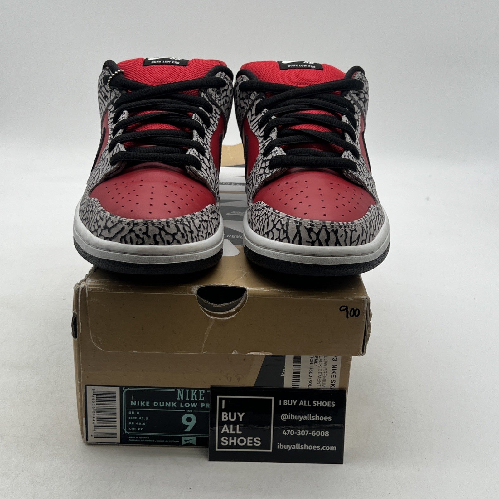Size 9 - Nike Supreme x Dunk Premium SB Low Red Cement (313170-600)