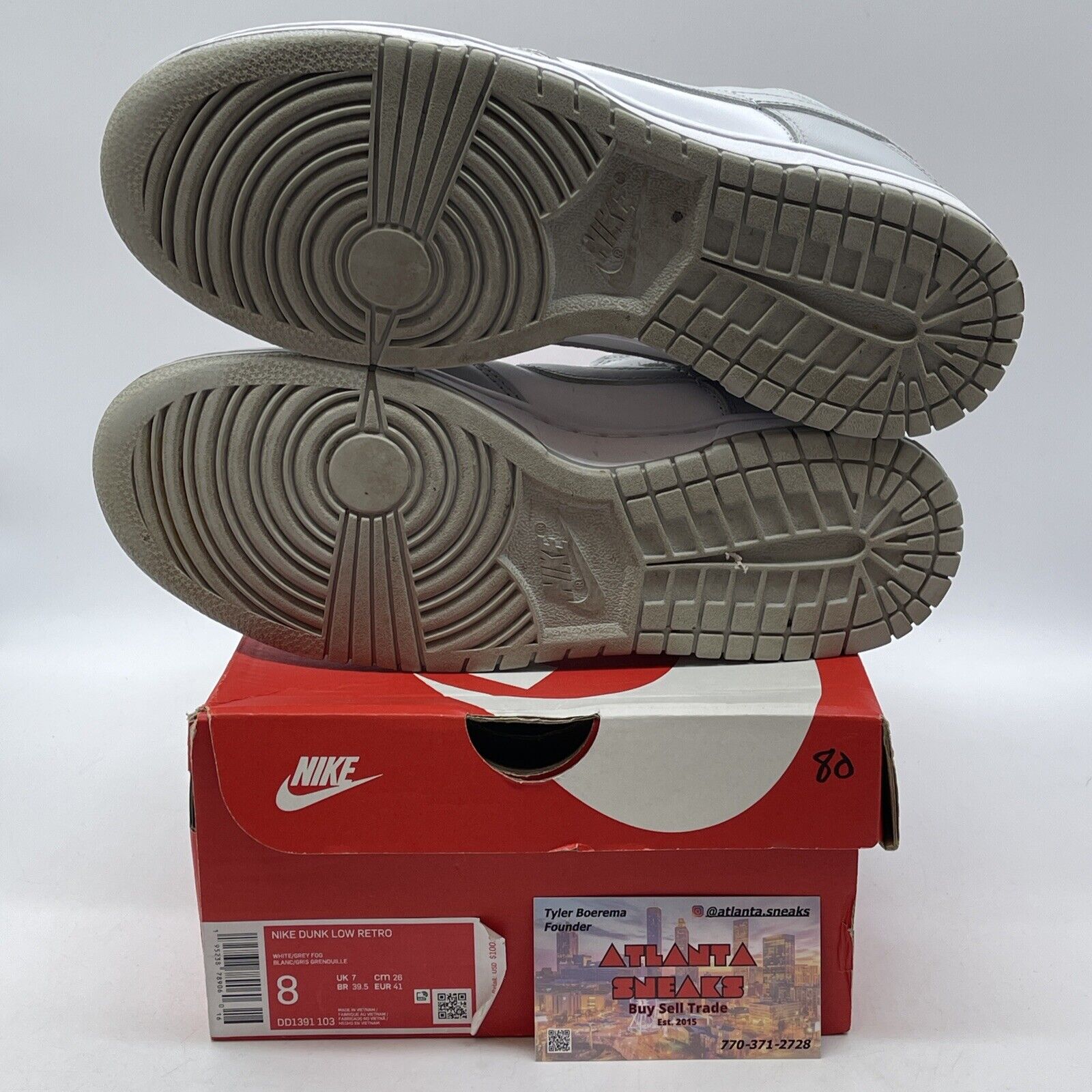 Size 8 - Nike Dunk Low Grey Fog White Leather (DD1391-103)