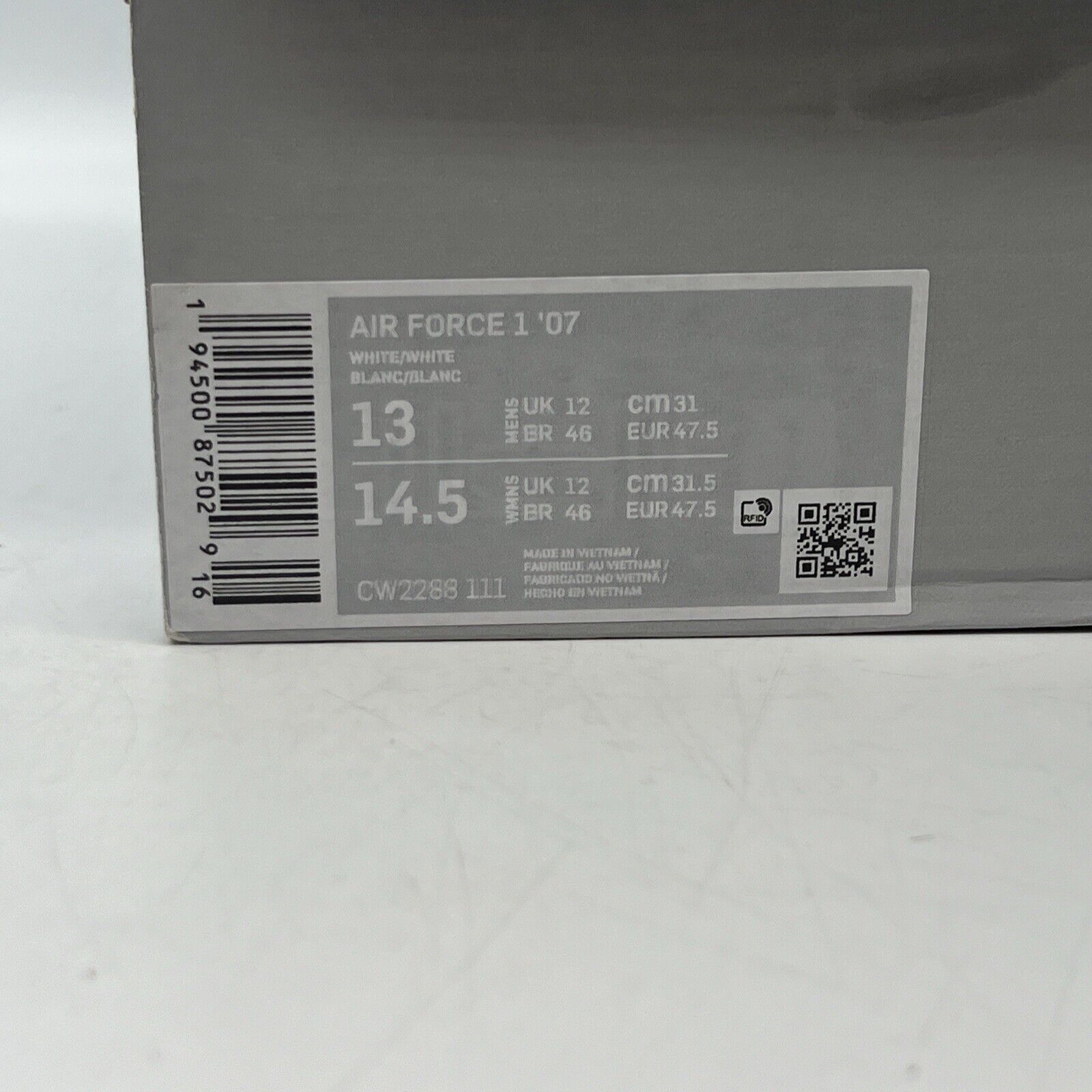 Size 13 - Nike Air Force 1 '07 Low Triple White Brand New Og All