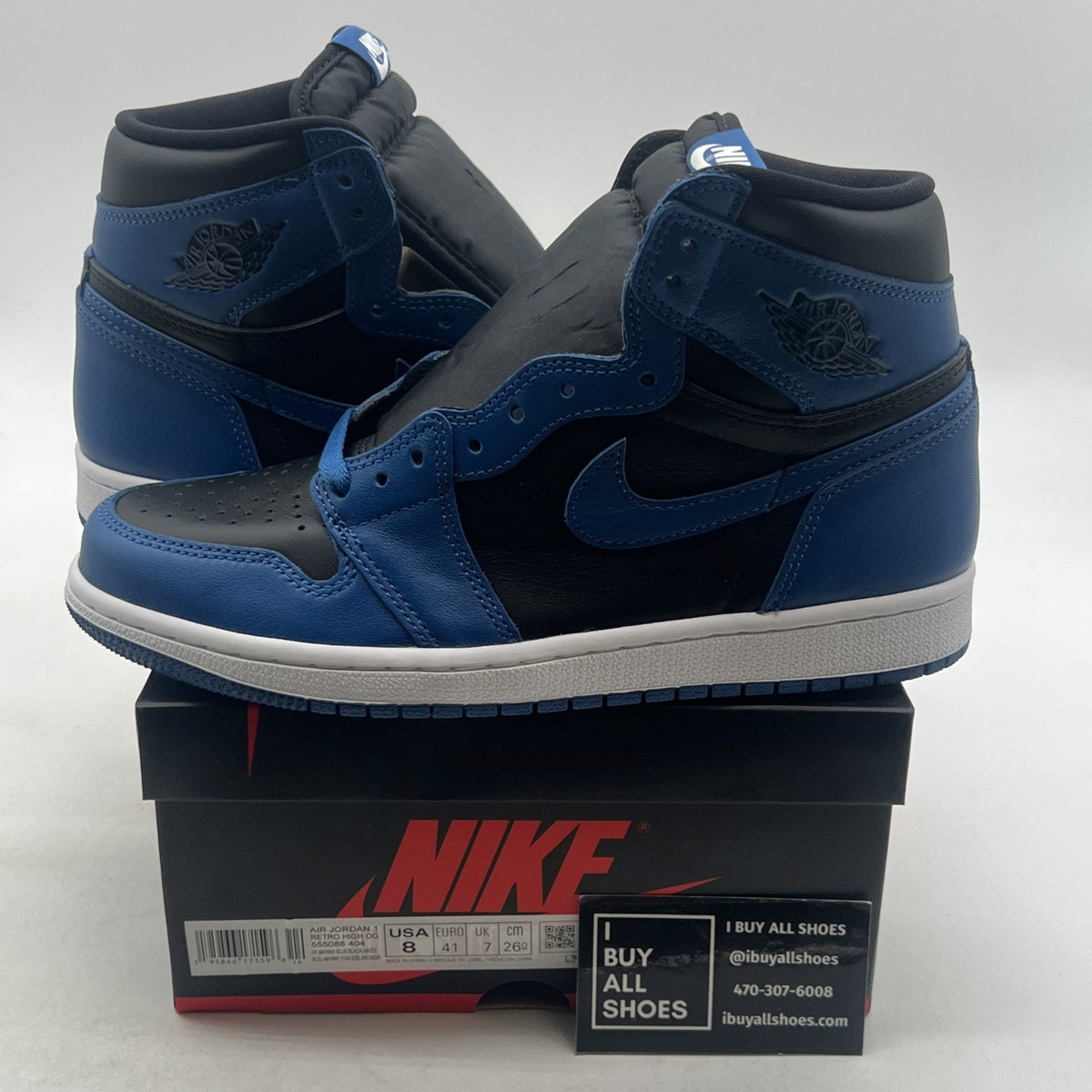 Size 8 - Air Jordan 1 Retro OG High Dark Marina Blue (555088-404)