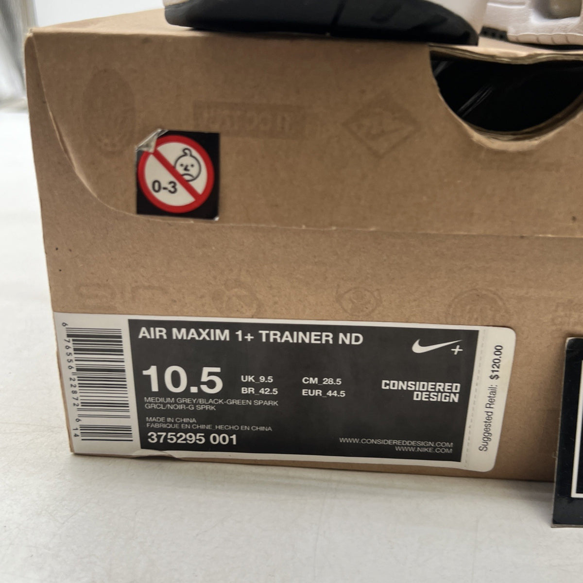 Size 10.5 - Nike Air Maxim 1+ Trainer Nd Gray (375295-001)