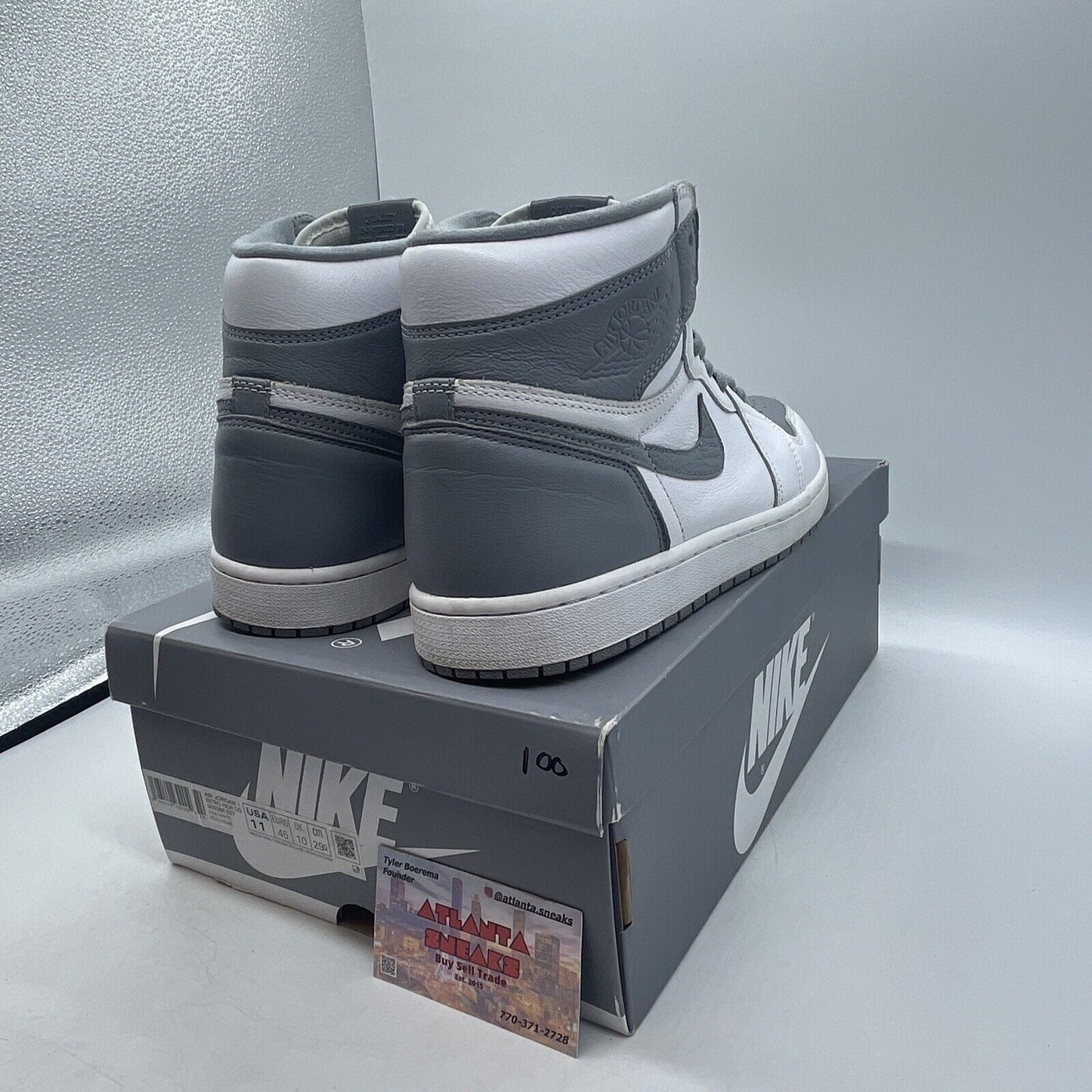 Size 11 - Jordan 1 Retro High OG Stealth Grey White Leather (555088-037)