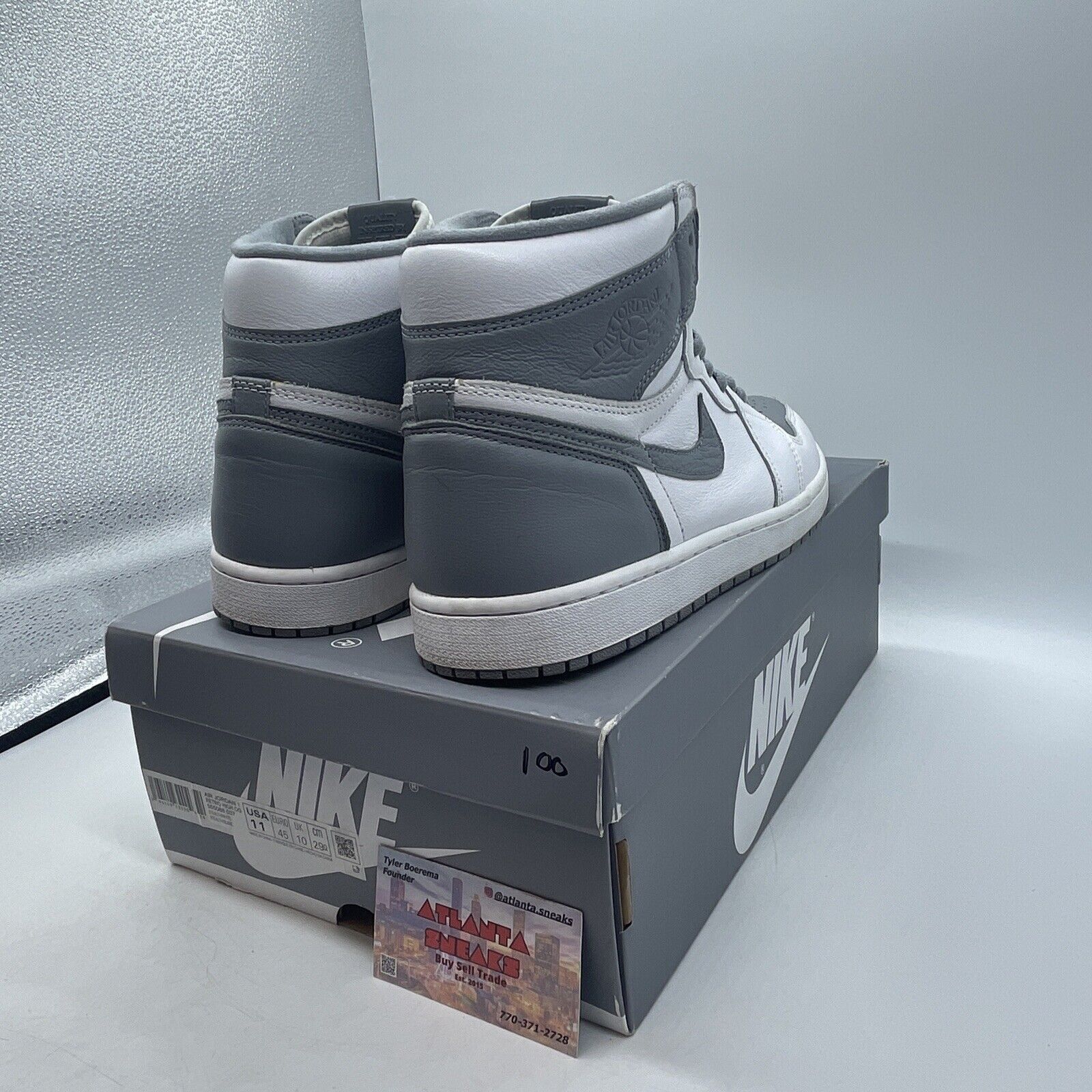 Size 11 - Jordan 1 Retro High OG Stealth Grey White Leather (555088-037)