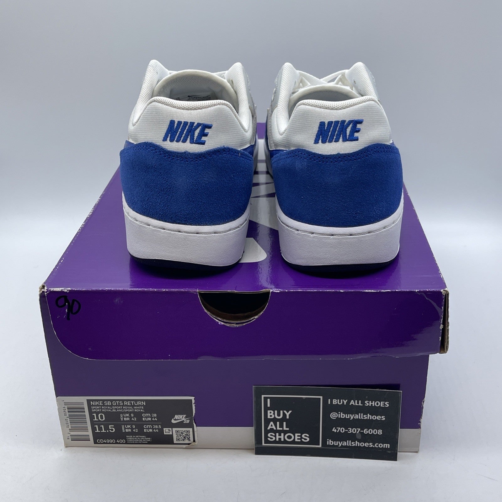 Size 10 - Nike GTS Return SB Sport Royal Blue Grey White Suede (CD4990-400)