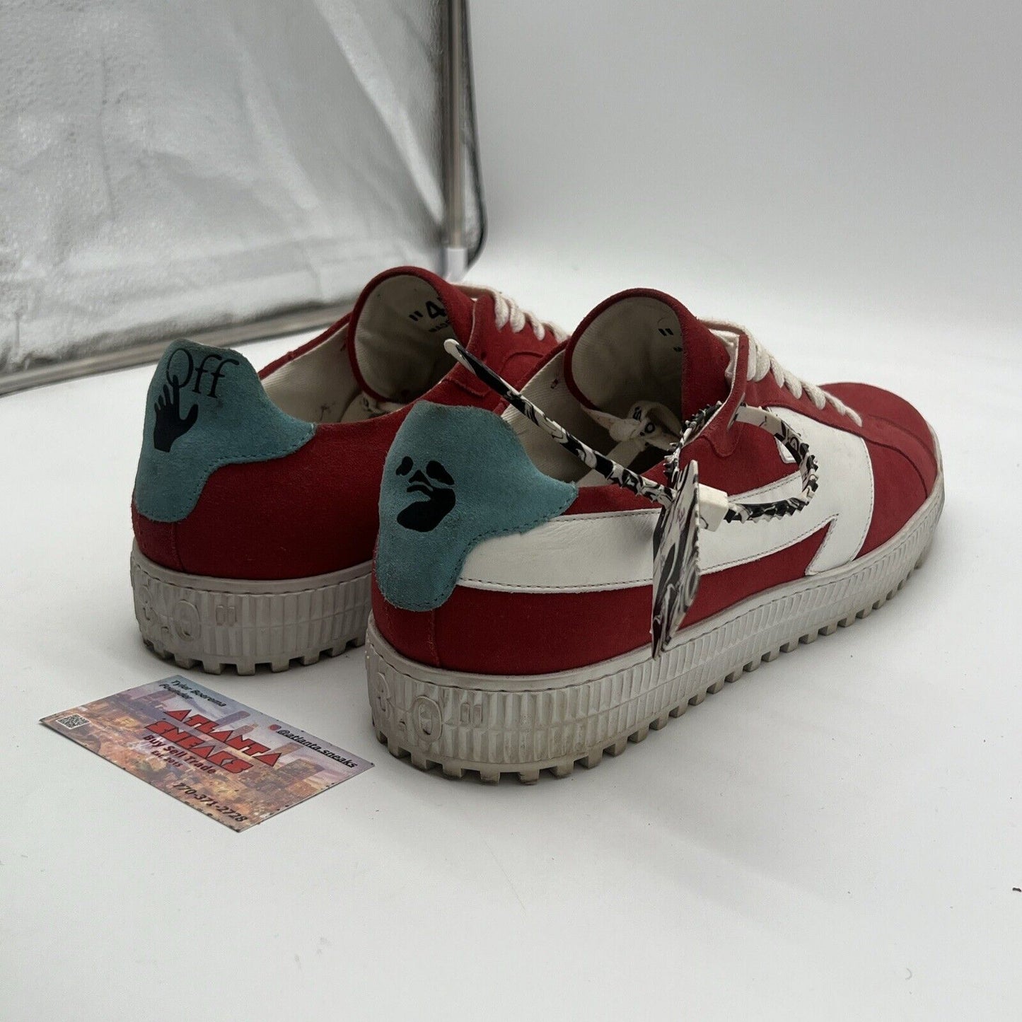 Size 12 - Off-White Arrow Leather/Canvas suede Sneakers Red