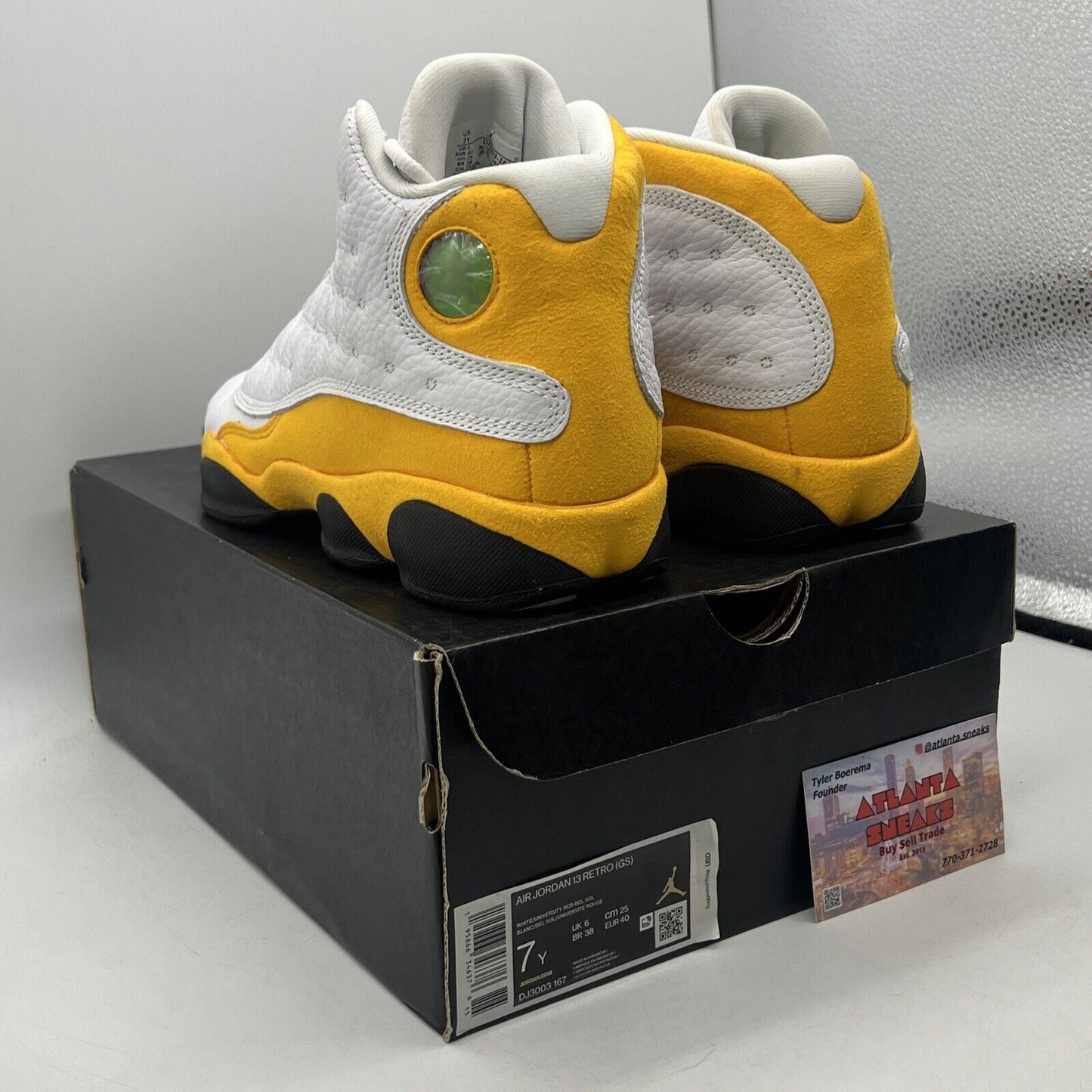 NEW Nike Air Jordan 13 Retro GS Del Sol DJ3003-167 Size 7Y  White Yellow Leather