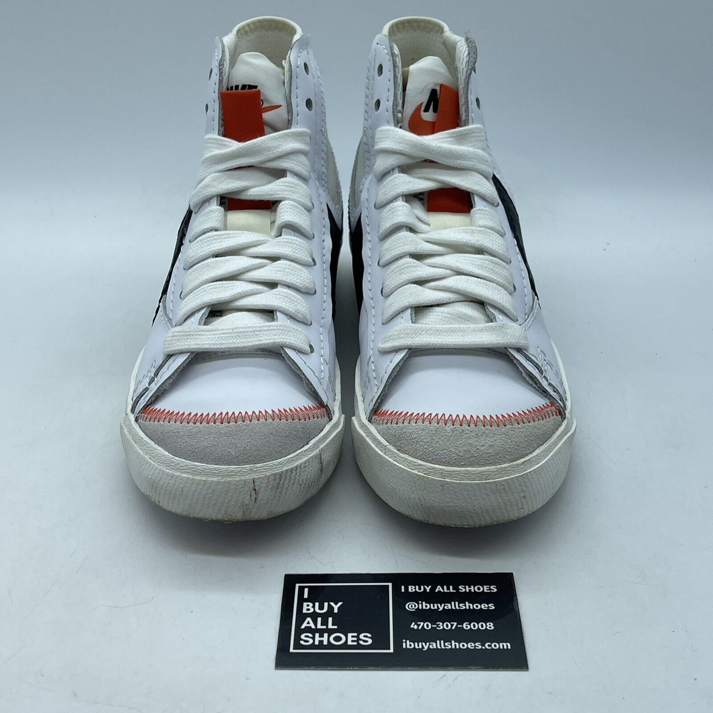 Size 8 - Nike Blazer '77 Jumbo Mid White Black Orange Suede Leather (DD3111-100)