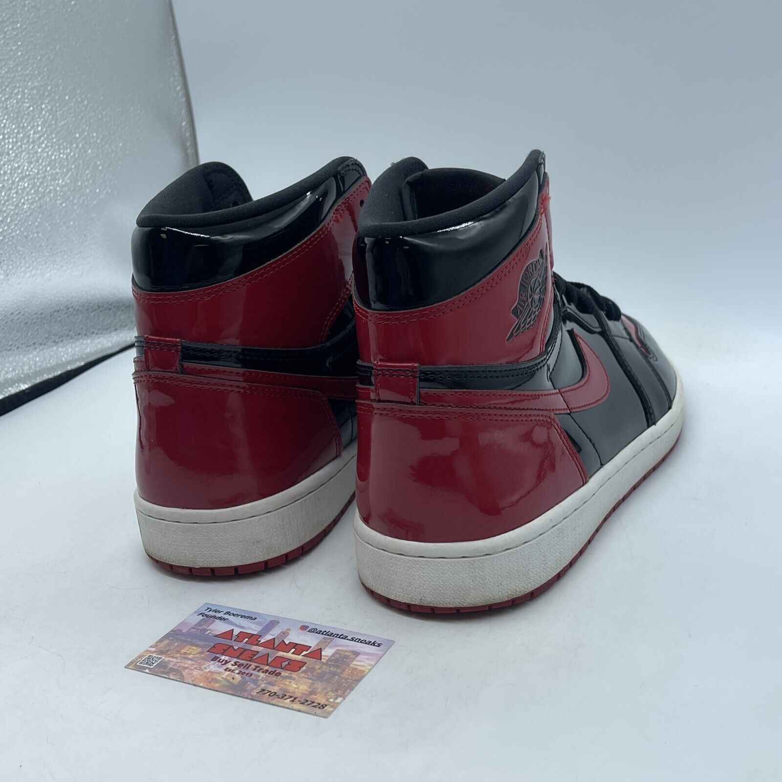 Size 12 - Jordan 1 Retro OG High Patent Bred Black Red Leather (555088-063)