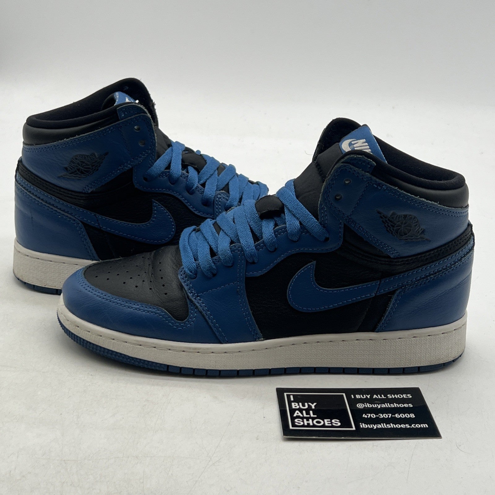 Size 7Y - Air Jordan 1 Retro OG High Dark Marina Blue (575441-404)