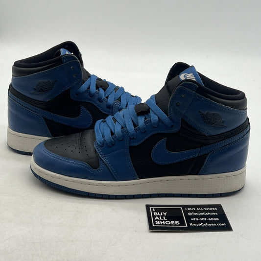 Size 7Y - Air Jordan 1 Retro OG High Dark Marina Blue (575441-404)