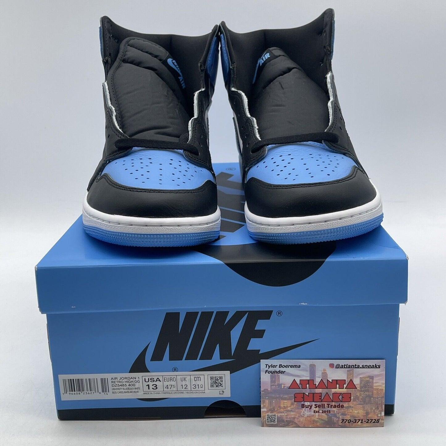 Size 13 - Jordan 1 Retro OG High UNC Toe Blue Black White Leather (DZ5485-400)