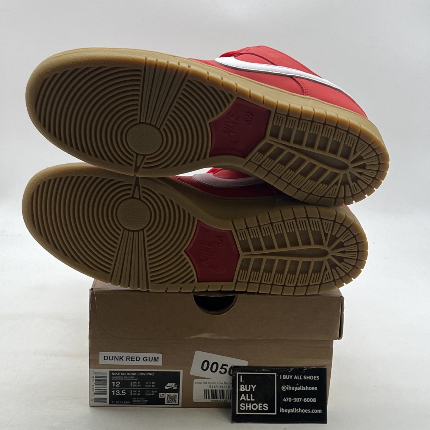 Size 12 - Nike SB Dunk Low Pro University Red Gum Sneakers 2024 (FJ1674-600)
