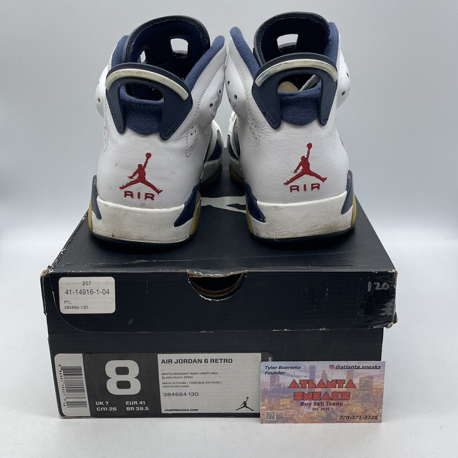 Size 8 - Air Jordan 6 Retro 2012 Olympic Blue White Leather (384664-130)