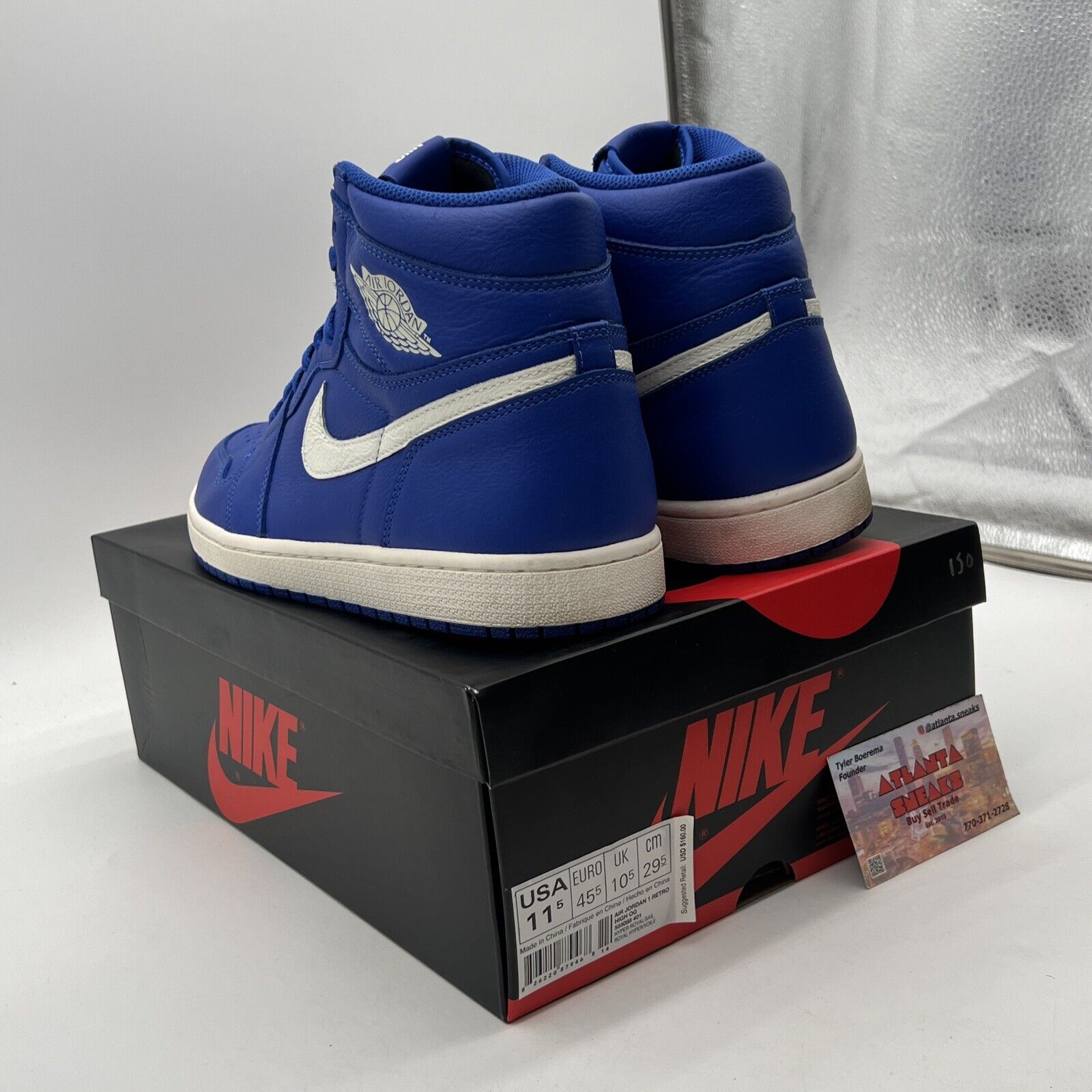 Size 11.5 - Air Jordan 1 Retro OG High Hyper Royal White Leather (555088-401)