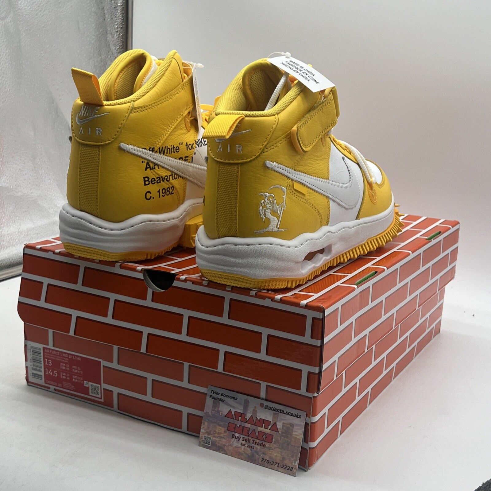 Size 13 - Nike Off-White x Air Force 1 SP Leather Mid Varsity Maize (DR0500-101)