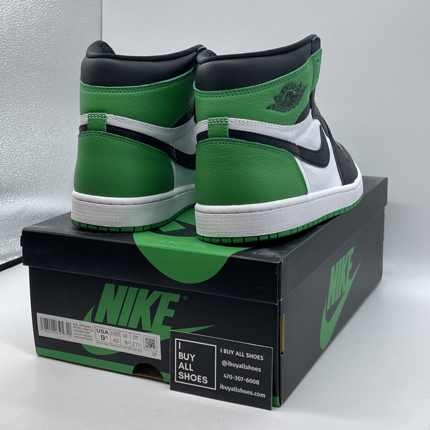 Size 9.5 - Air Jordan 1 Retro OG High Lucky Green Leather (DZ5485-031)