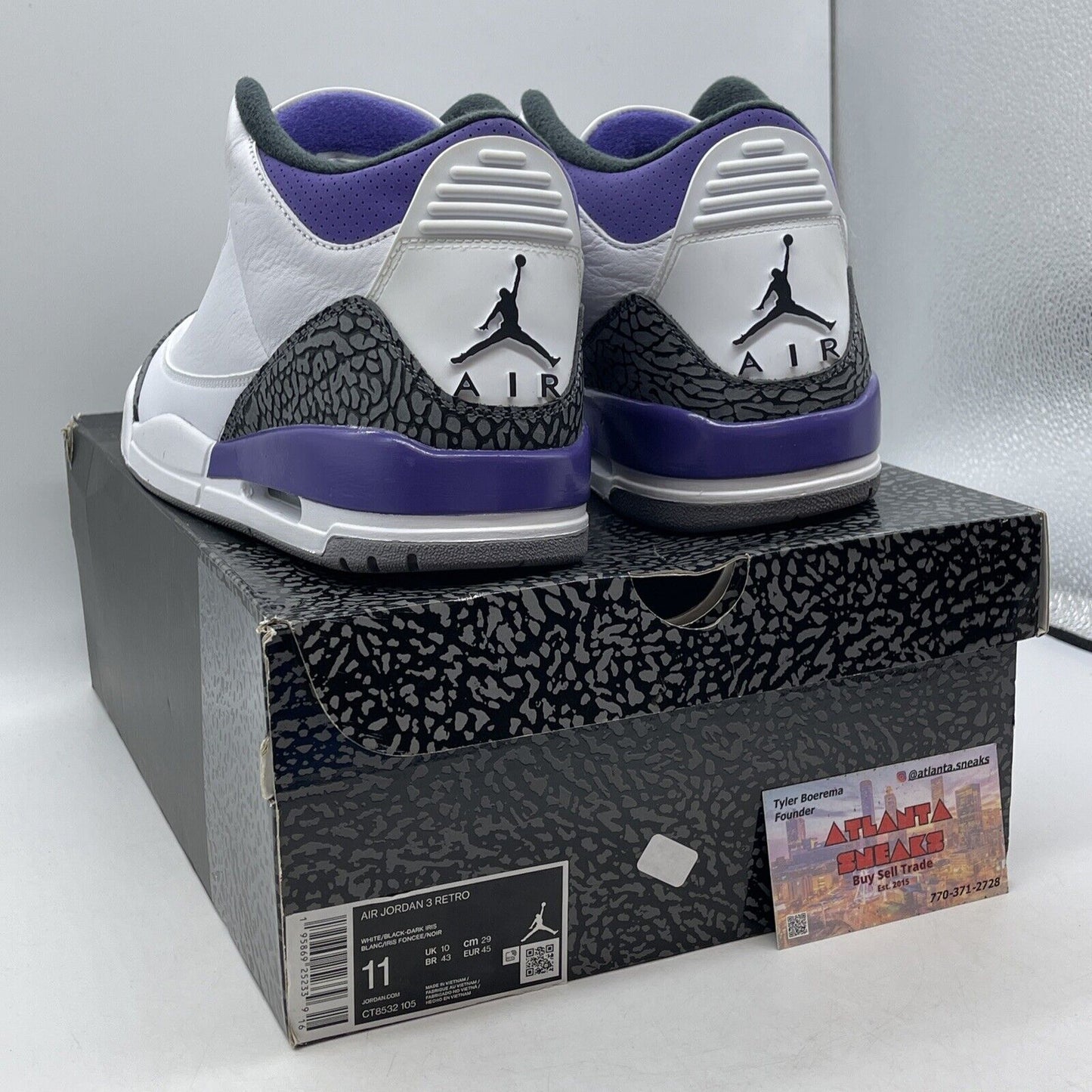 Size 11 - Jordan 3 Retro Mid Dark Iris White Grey Black Suede (CT8532-105)