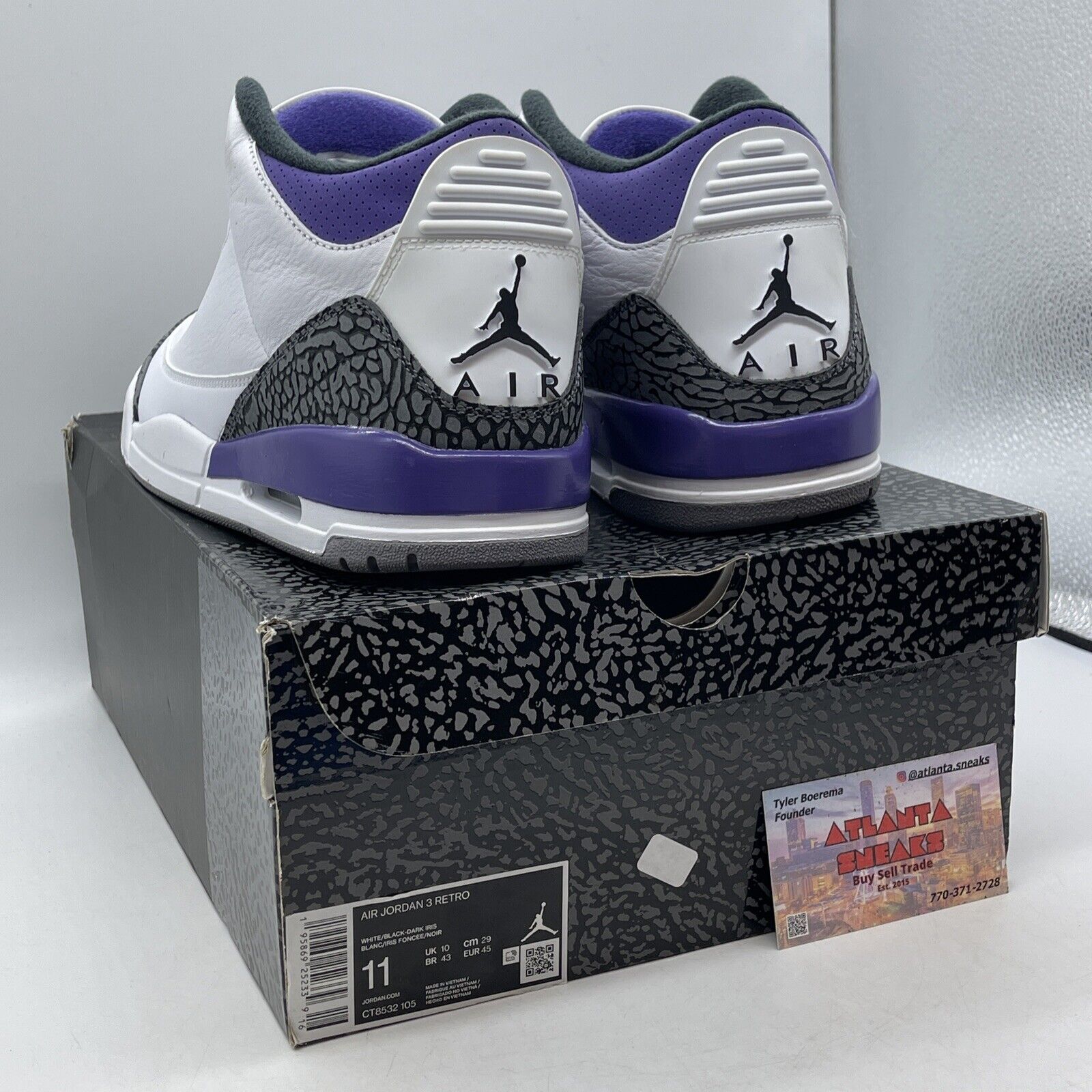Size 11 - Jordan 3 Retro Mid Dark Iris White Grey Black Suede (CT8532-105)