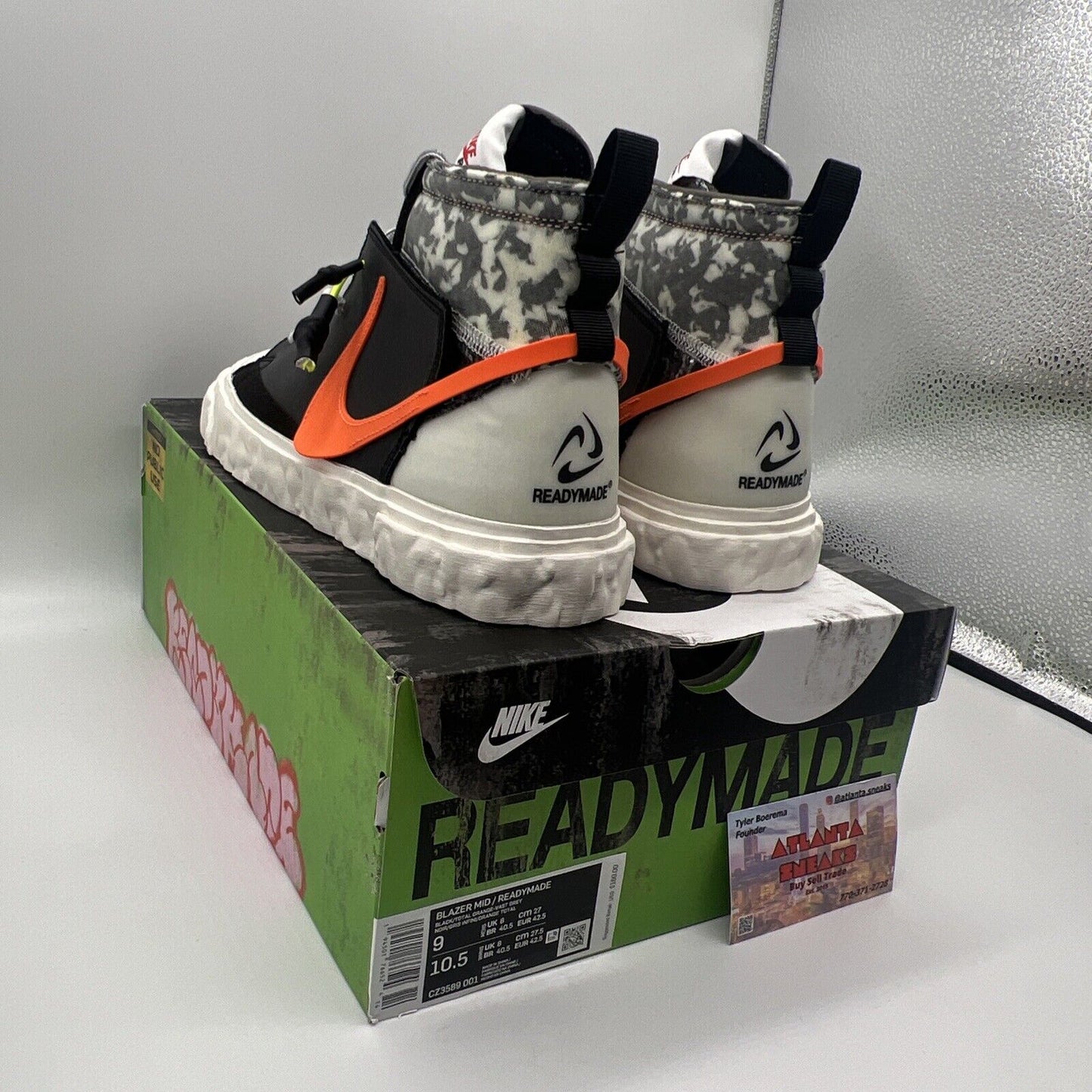 Size 9 - Nike READYMADE x Blazer Mid Black Camo Brand New Og All Orange Black DS