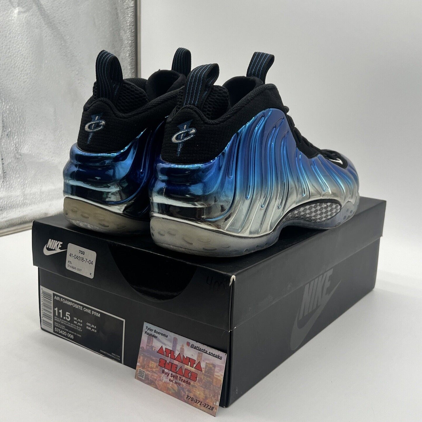 Size 11.5 - Nike Air Foamposite One PRM Blue Mirror (575420-008)