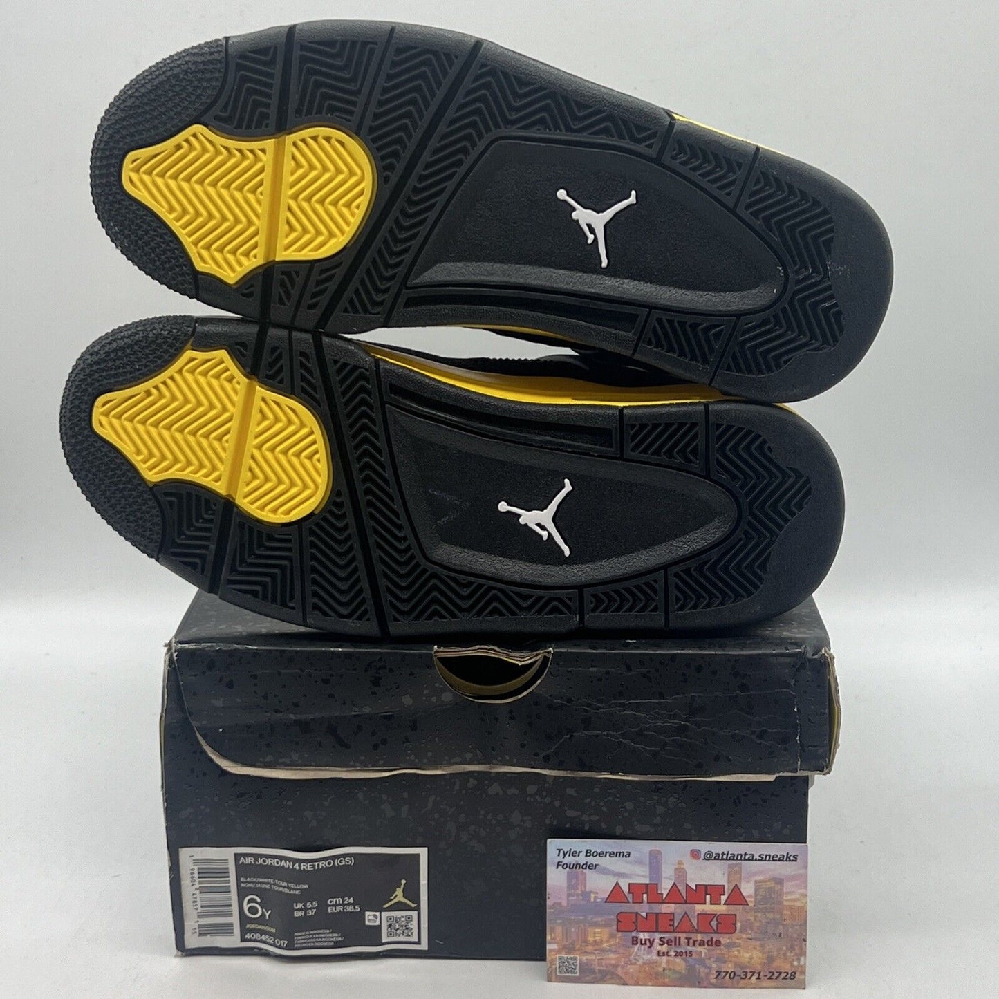 Size 6 - Jordan 4 Retro Low Thunder Brand New Og All Black Yellow