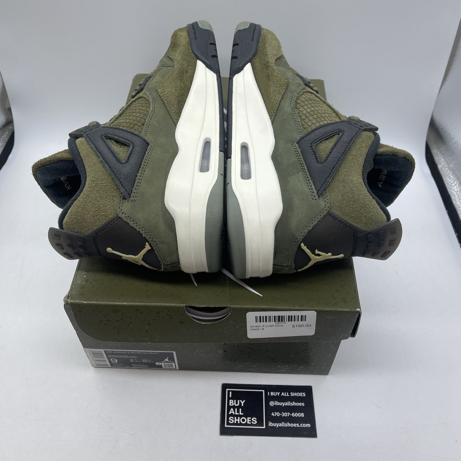 Size 9 - Jordan 4 SE Retro Low Craft Olive Black Leather Suede (FB9927-200)