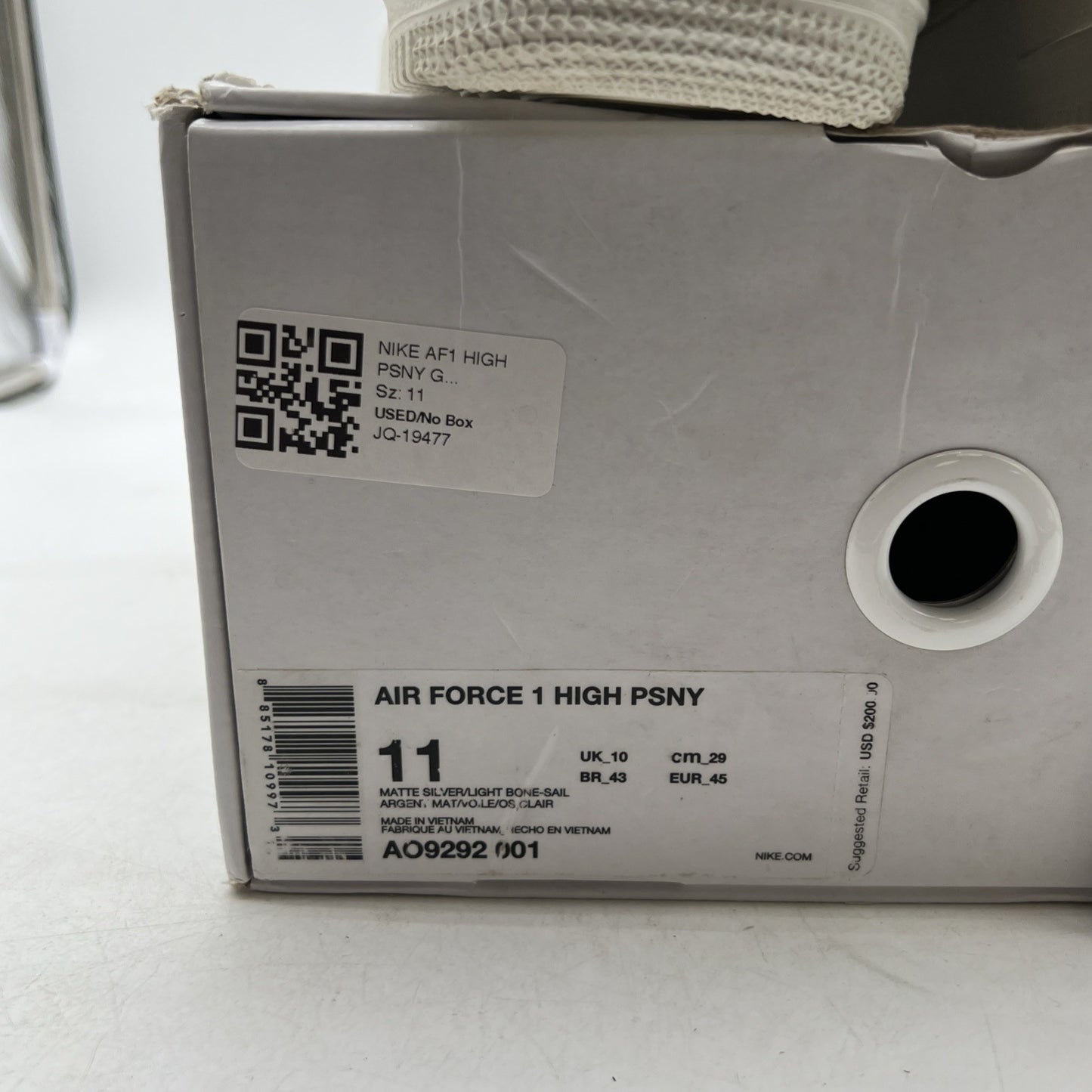 Size 11 - Nike PSNY x Air Force 1 High Matte Silver (AO9292-001)