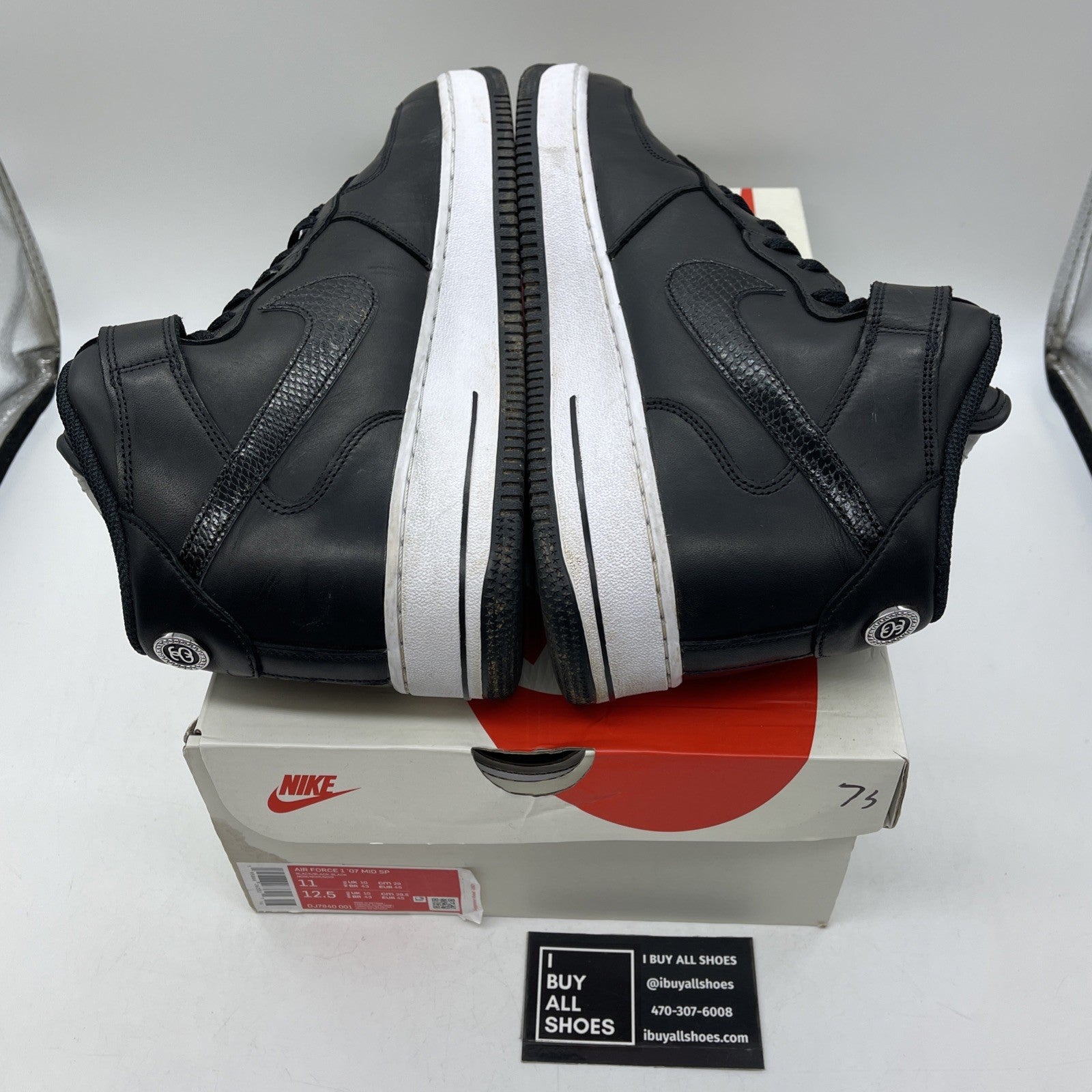 Size 11 - Nike Stussy x Air Force 1 Mid Black Snakeskin Leather (DJ7840-001)