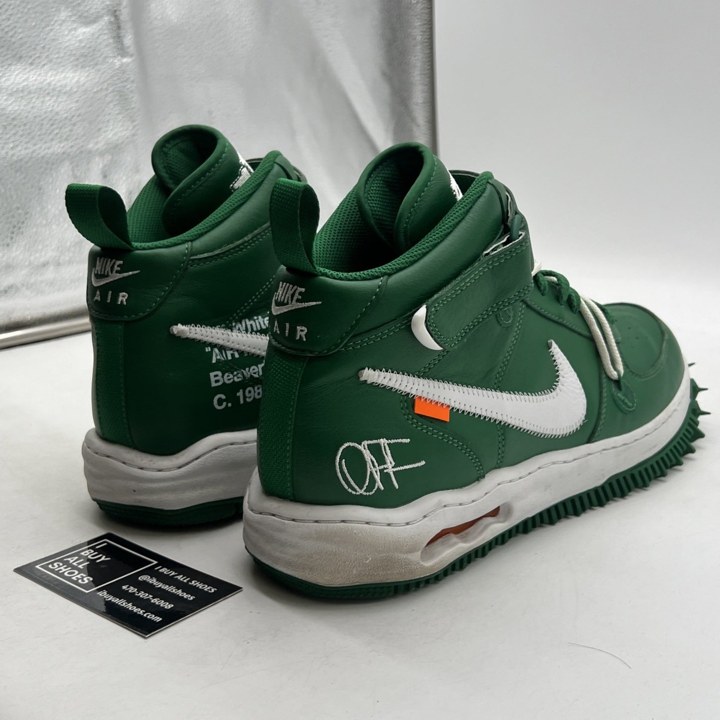 Size 12 - Nike Off-White x Air Force 1 SP Leather Mid Pine Green (DR0500-300)