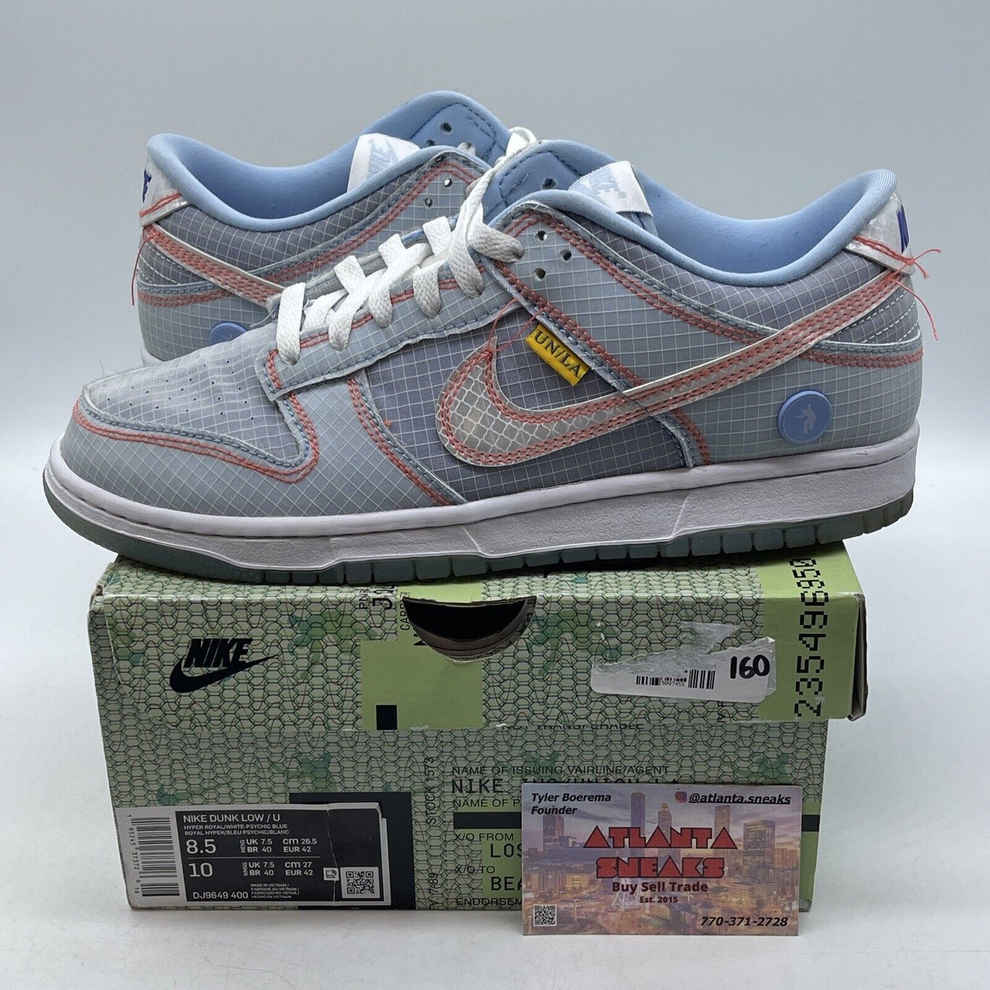 Size 8.5 - Nike Dunk Low x Union LA Passport Pack - Argon Blue (DJ9649-400)