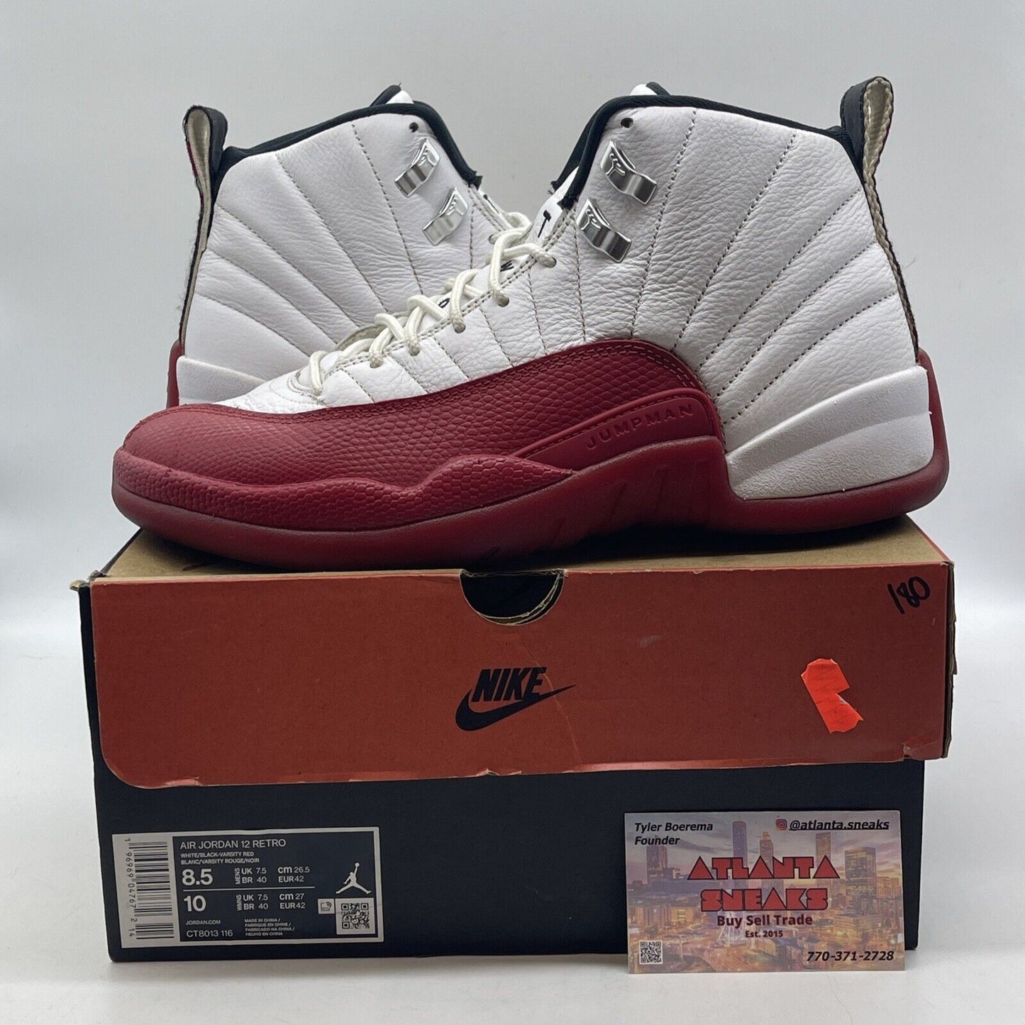 Size 8.5 - Jordan 12 Retro 2023 Mid Cherry White Red Leather (CT8013-116)